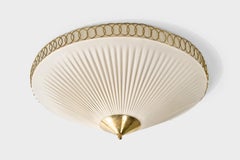 Idman, Flush Mount, Brass, Fabric, Finland, 1950s