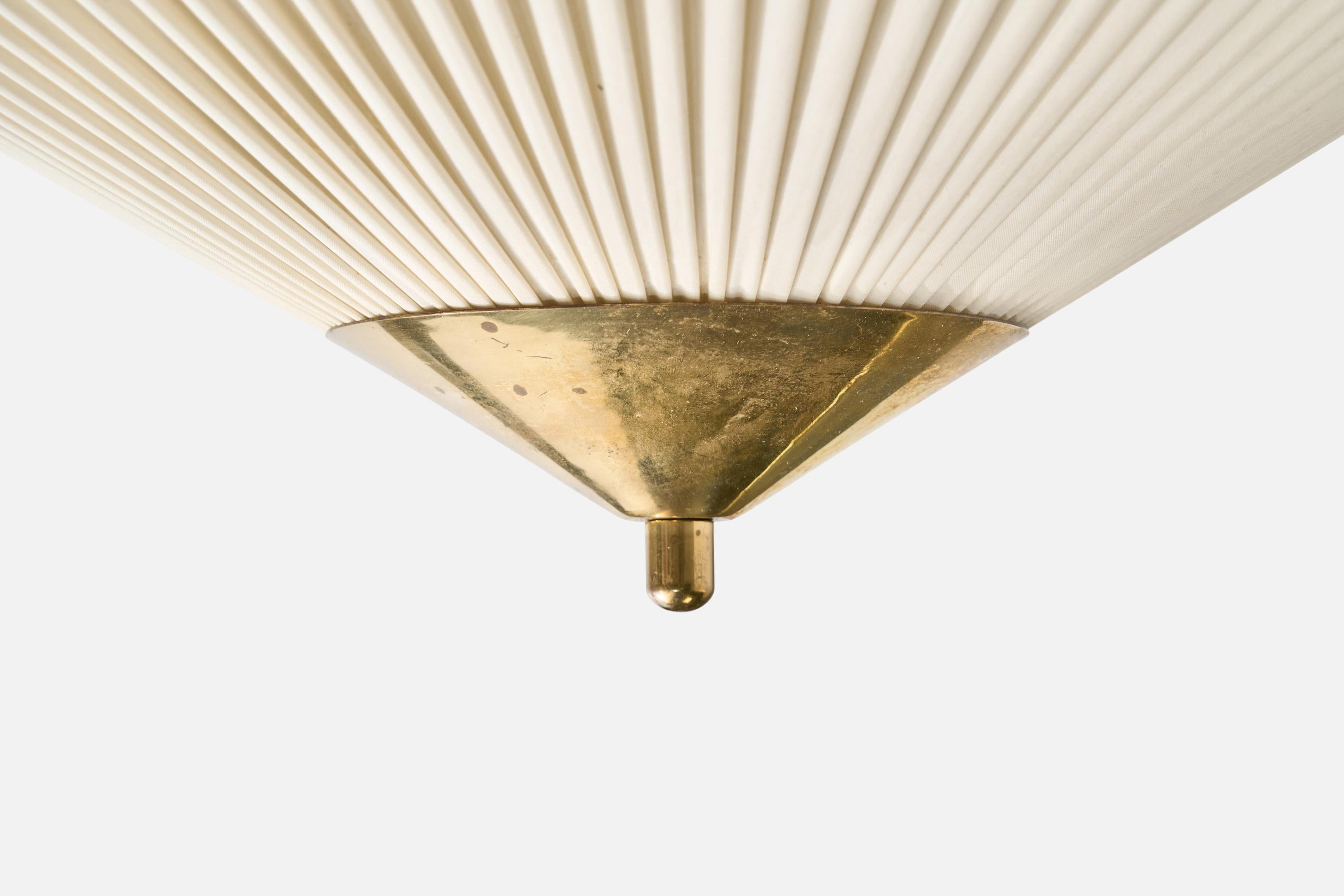 Idman, Flush Mount, Brass, Fabric, Finland, 1950s For Sale 2