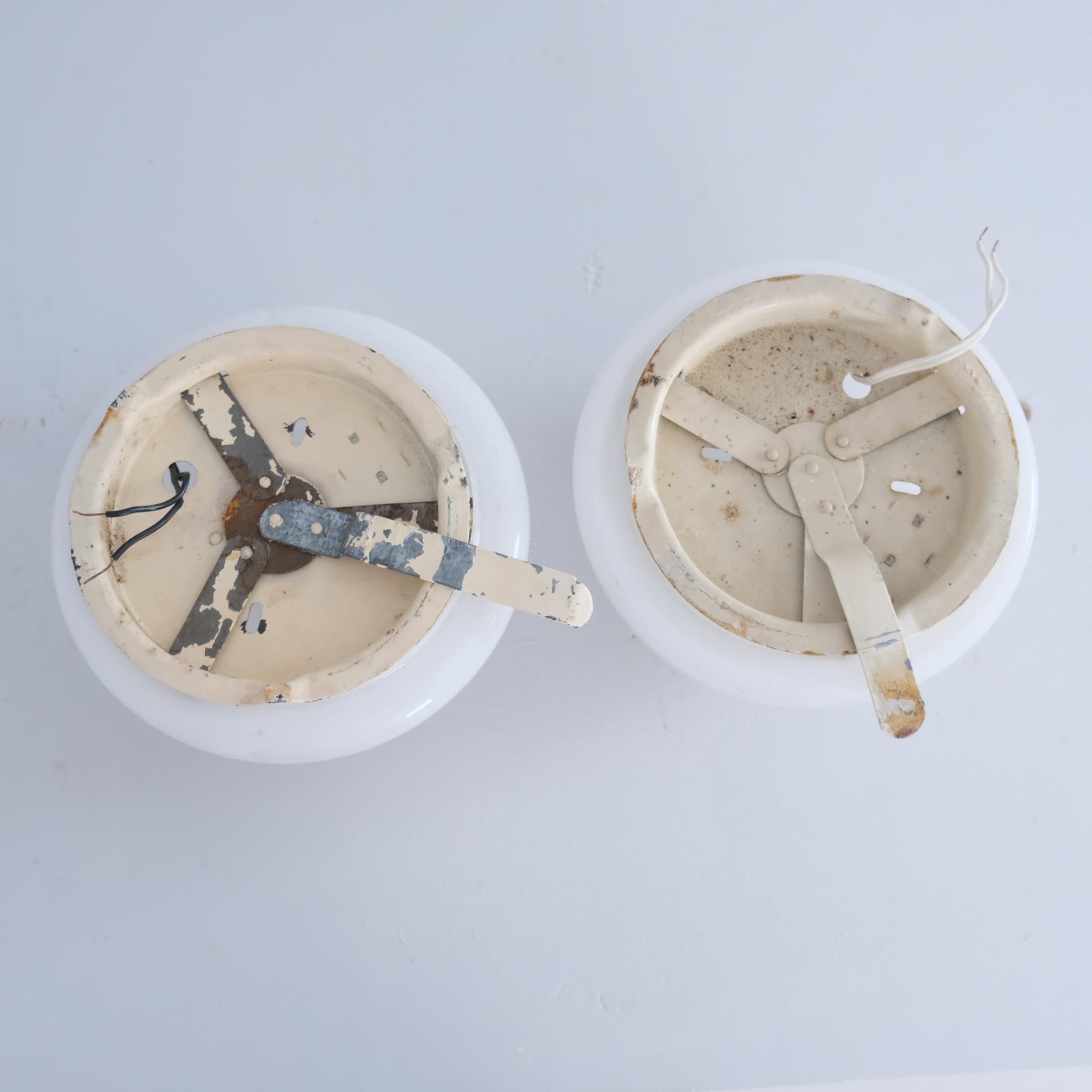 Mid-20th Century Idman Minimalist Ceiling Lamps in White Opaline Glass Model 80113, 1950s For Sale