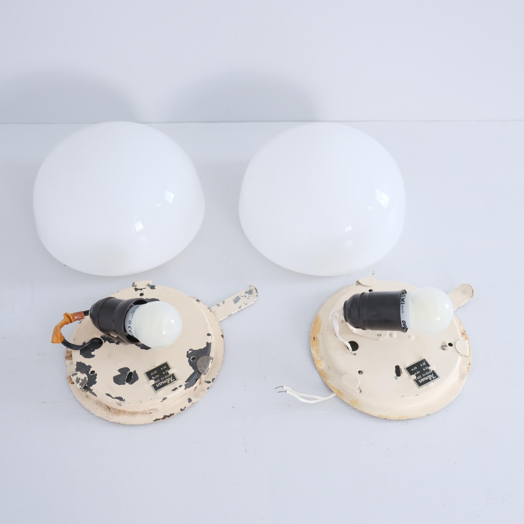 Metal Idman Minimalist Ceiling Lamps in White Opaline Glass Model 80113, 1950s For Sale