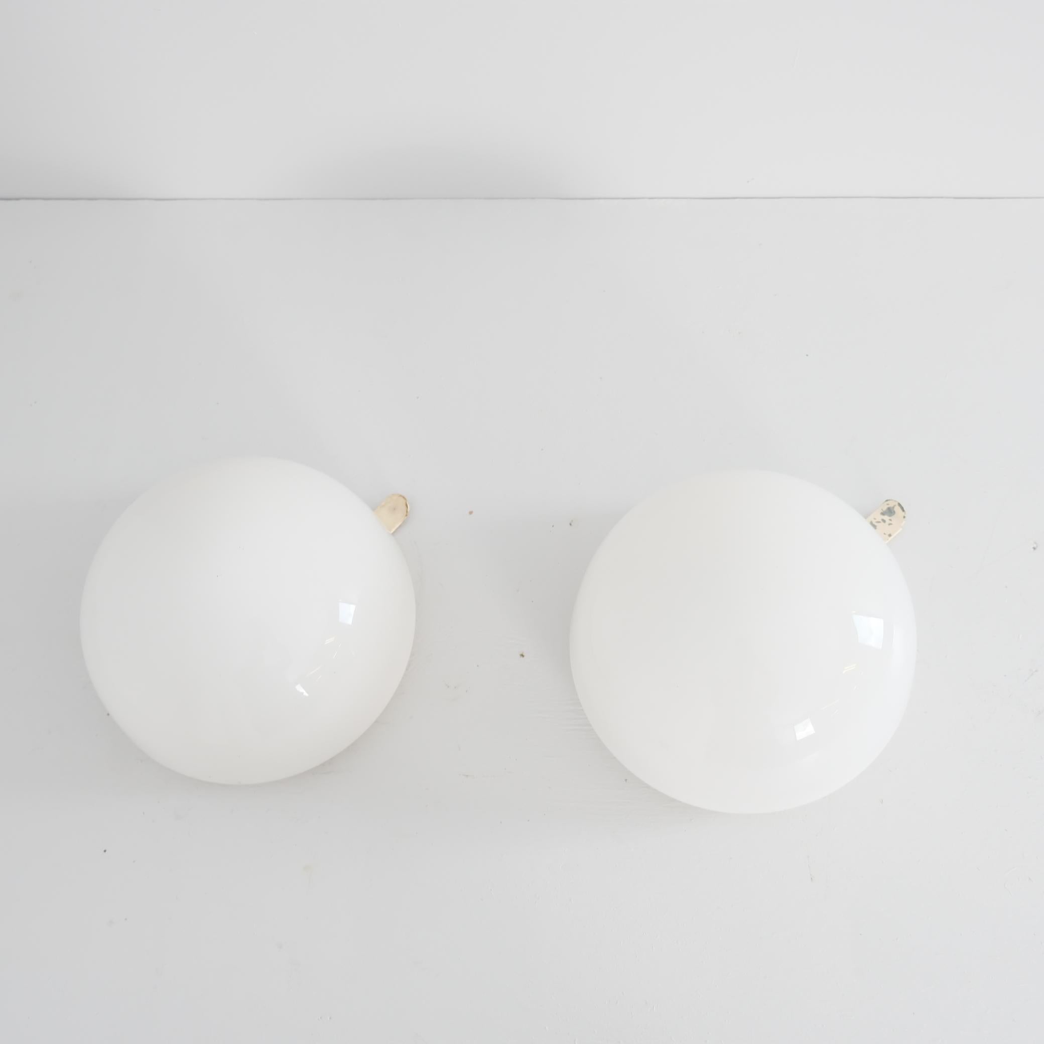 Idman Minimalist Ceiling Lamps in White Opaline Glass Model 80113, 1950s For Sale 3