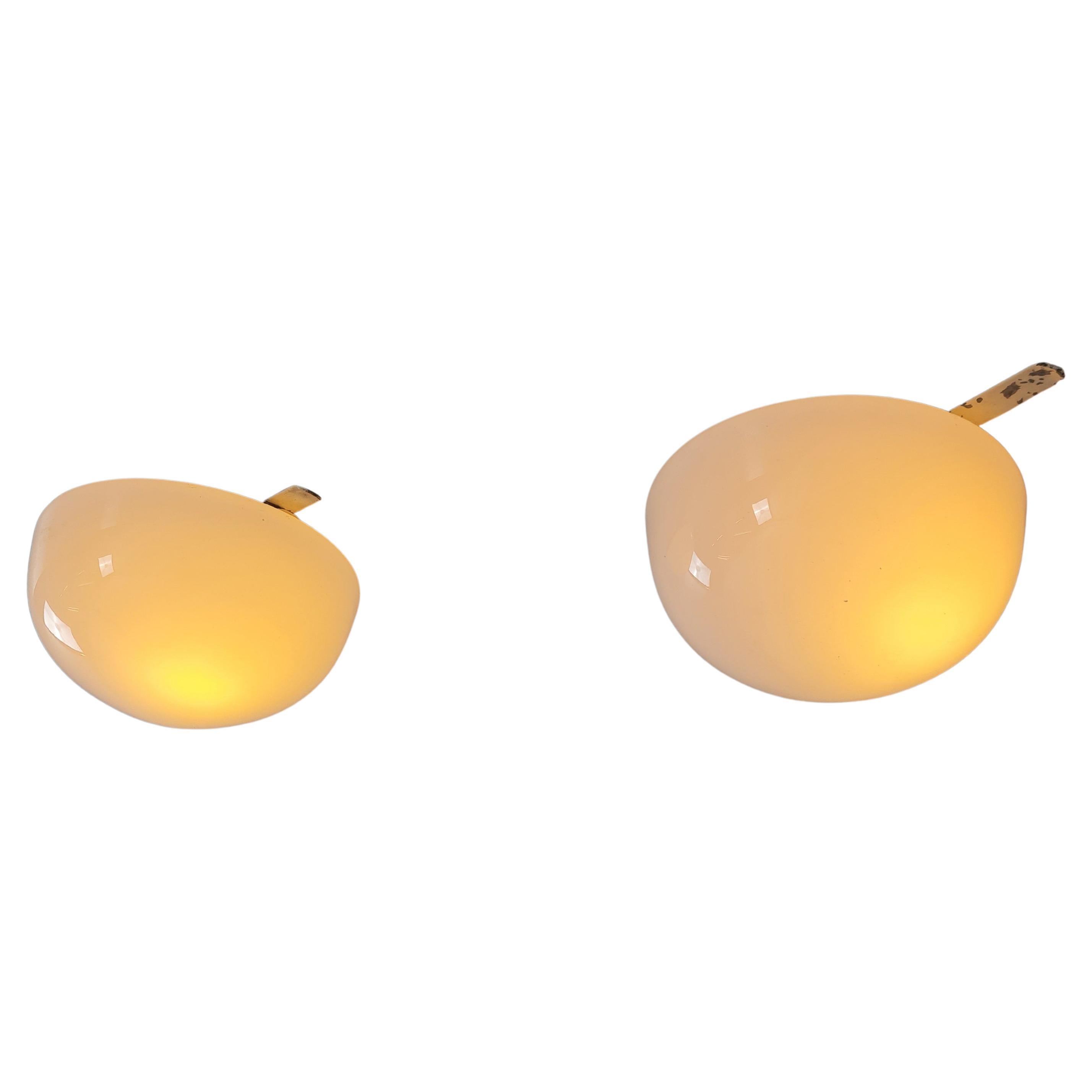 Idman Minimalist Ceiling Lamps in White Opaline Glass Model 80113, 1950s For Sale