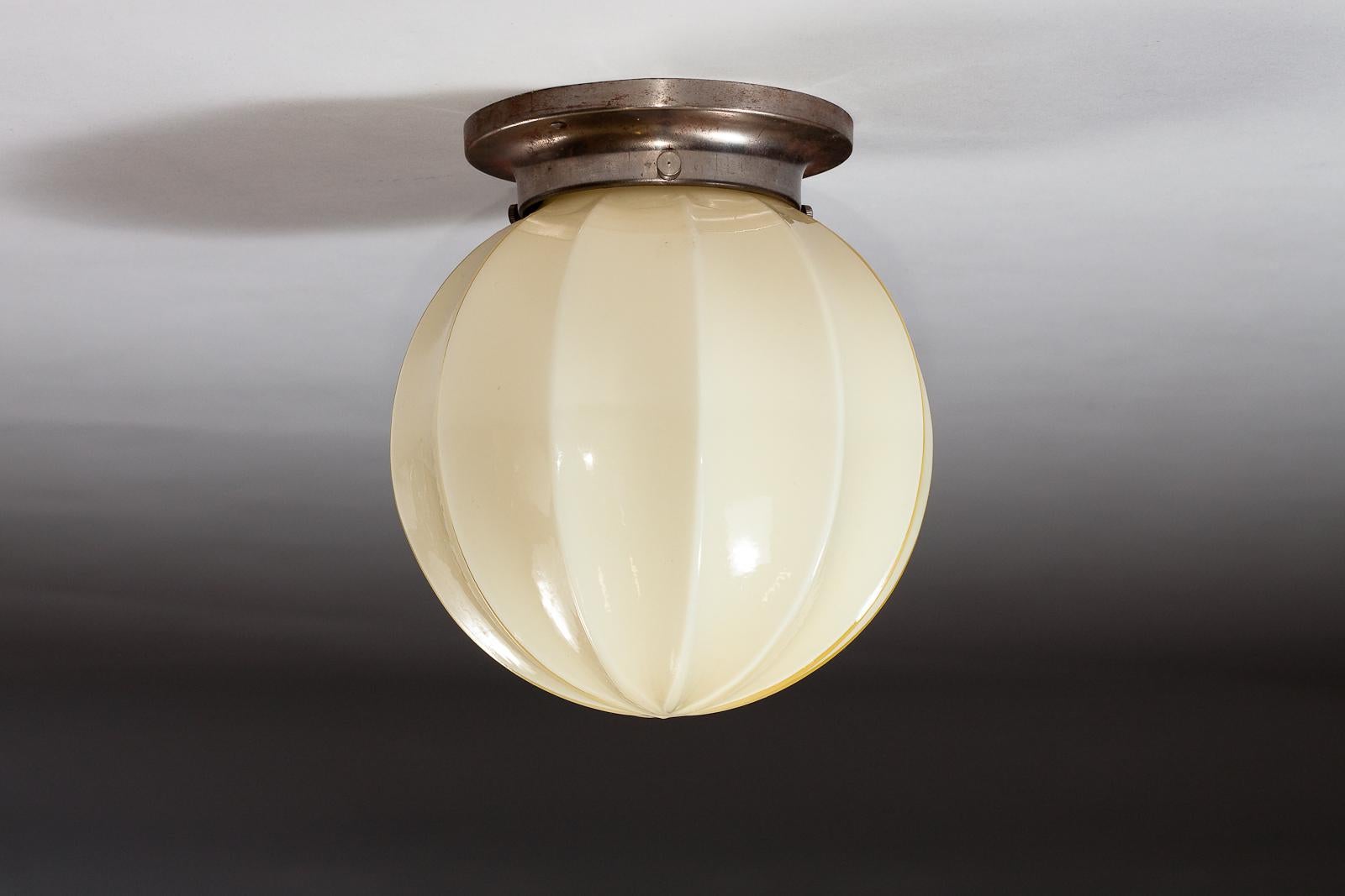 20th Century Idman Oy, 1930's opaline ribbed glass plafond lamp