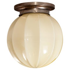 Antique Idman Oy, 1930's opaline ribbed glass plafond lamp