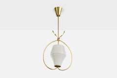 Idman, Pendant Light, Brass, Glass, Finland, 1950s