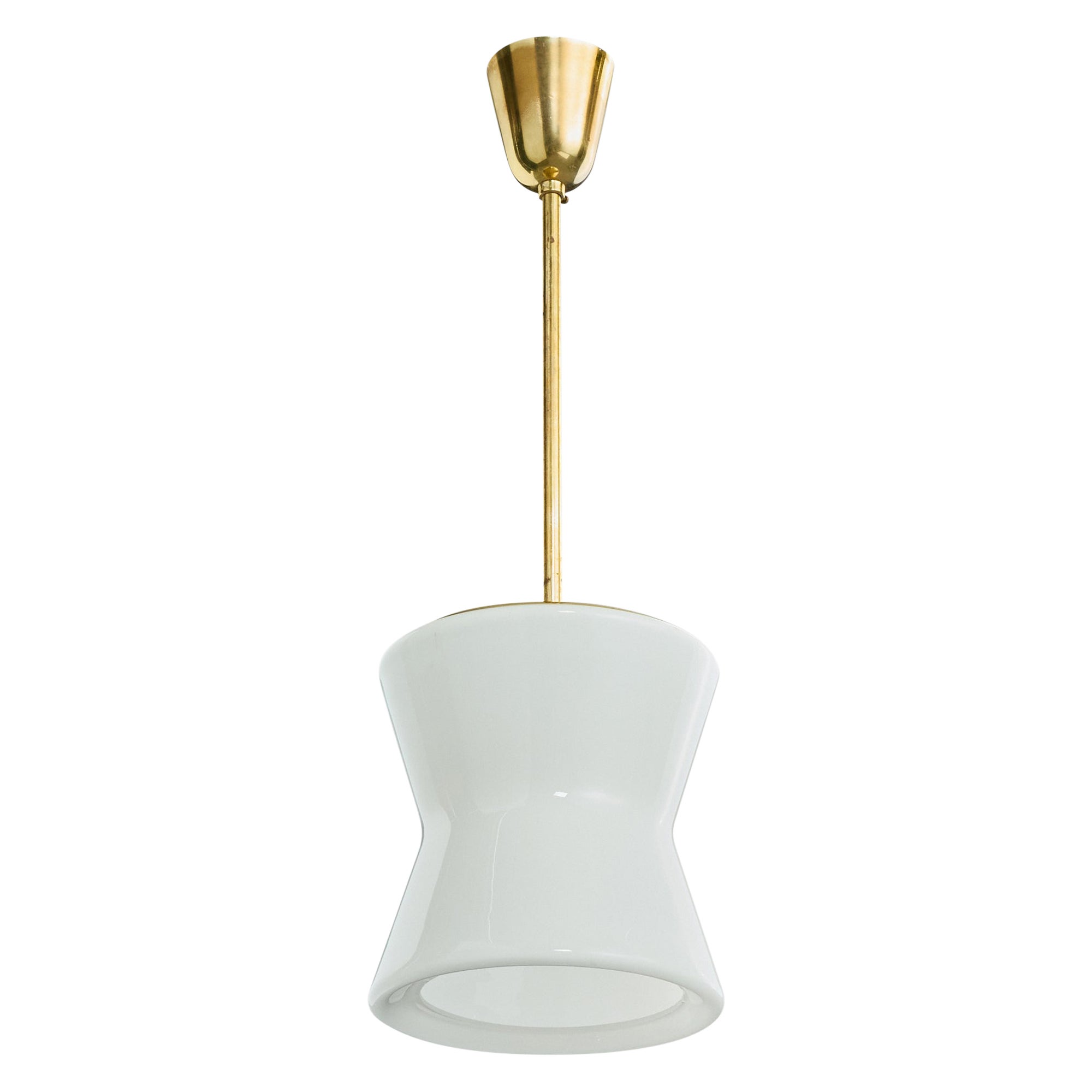 Idman, Pendant Light, Brass, Glass, Finland, 1950s