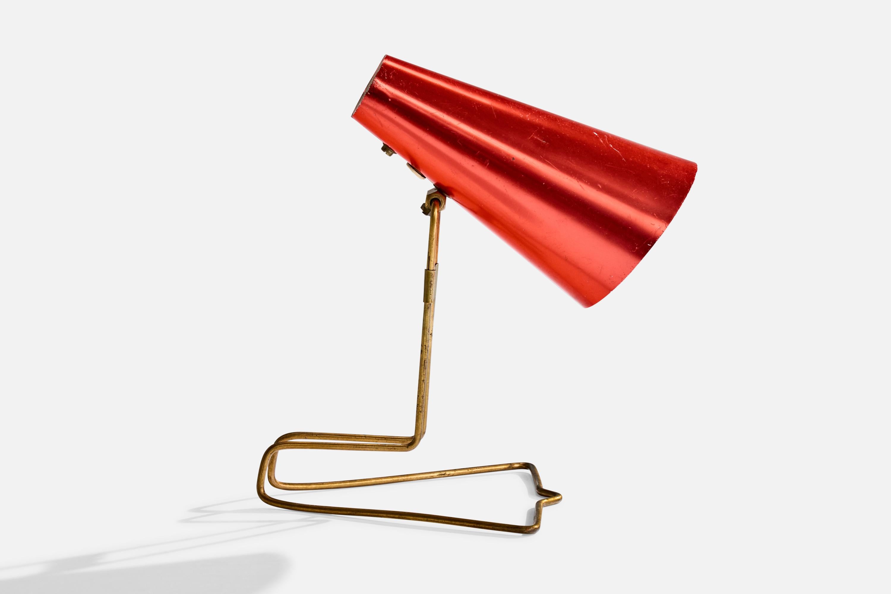 Mid-Century Modern Idman Precenta, Table Lamp, Brass, Metal, Finland, 1950s For Sale