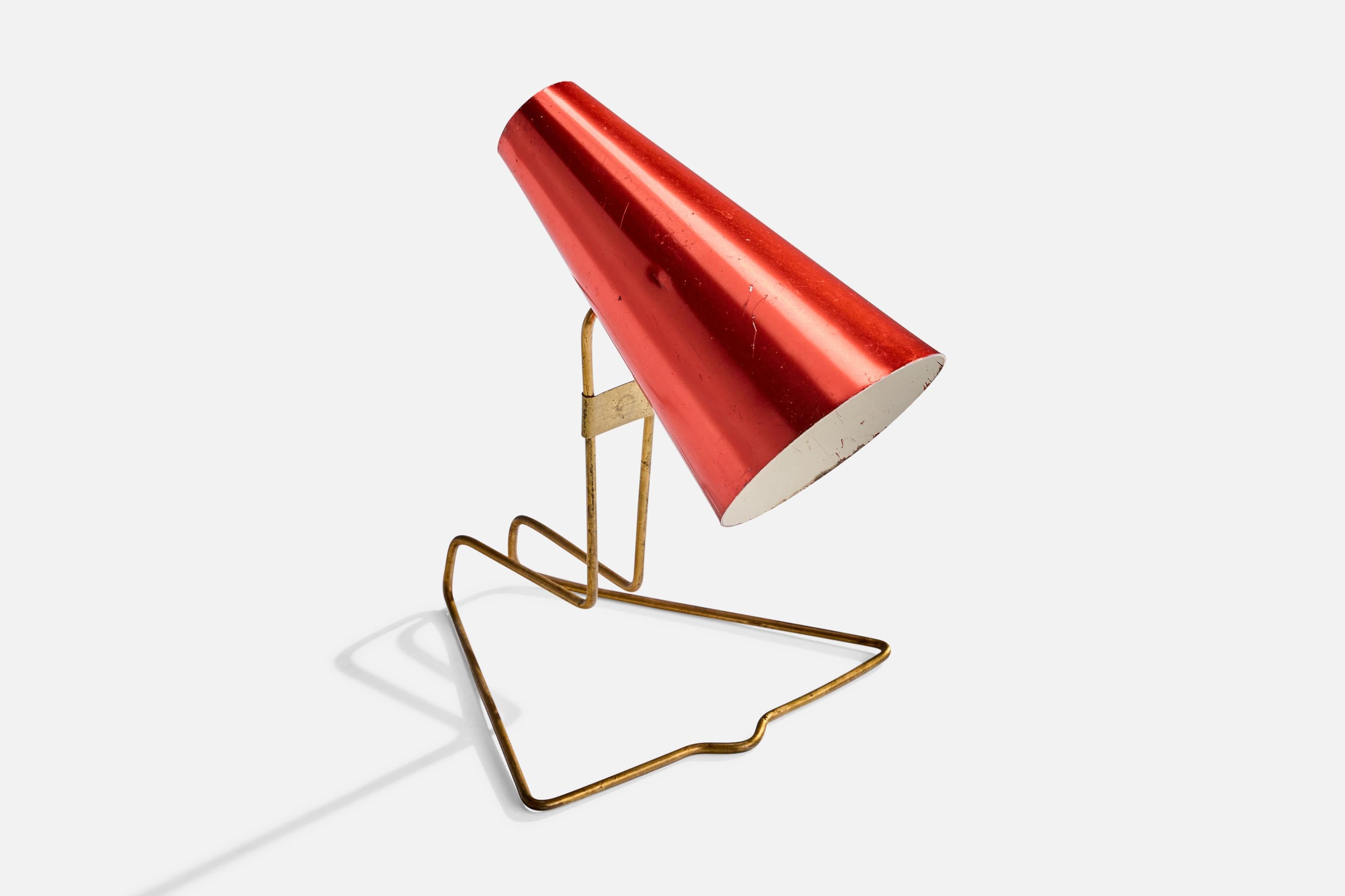 Finnish Idman Precenta, Table Lamp, Brass, Metal, Finland, 1950s For Sale