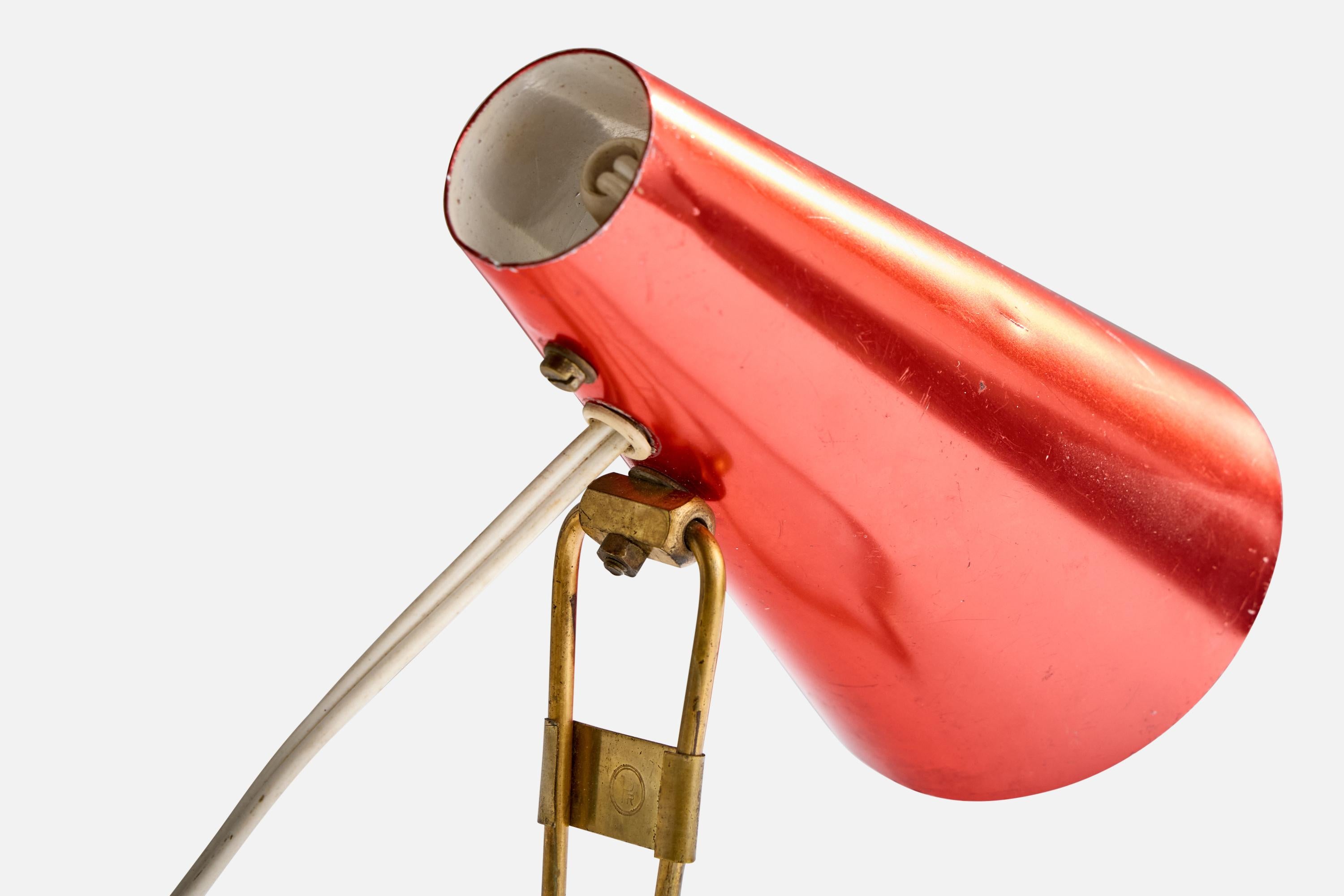 Mid-20th Century Idman Precenta, Table Lamp, Brass, Metal, Finland, 1950s For Sale
