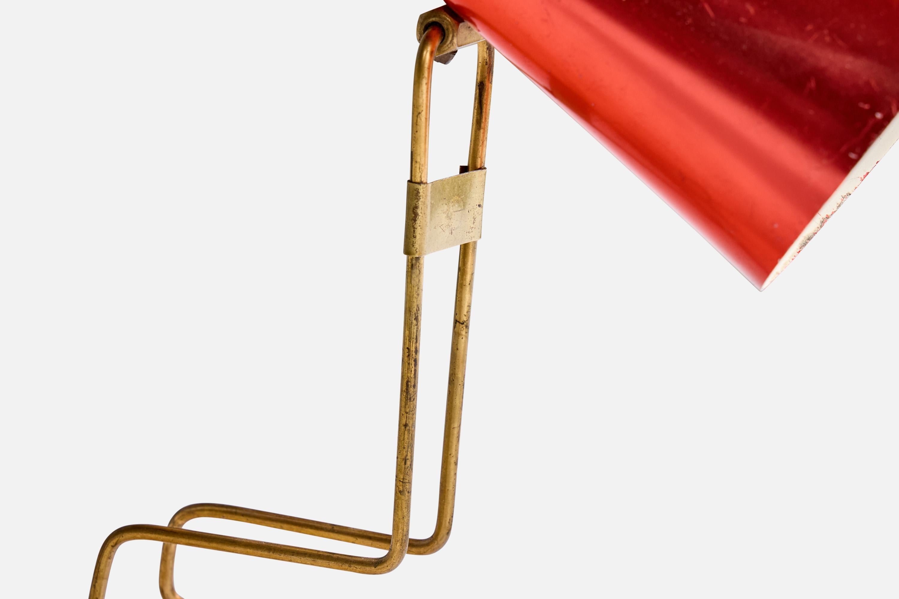 Idman Precenta, Table Lamp, Brass, Metal, Finland, 1950s For Sale 1