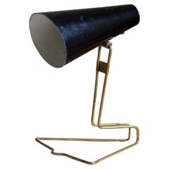 Idman, Small Adjustable Table Lamp, Brass, Lacquered Metal, Finland, 1950s