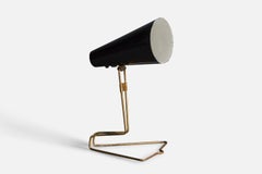 Retro Idman, Small Adjustable Table Lamp, Brass, Lacquered Metal, Finland, 1950s