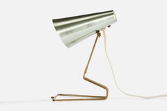 Idman, lampe de table, laiton, aluminium, Finlande, années 1950