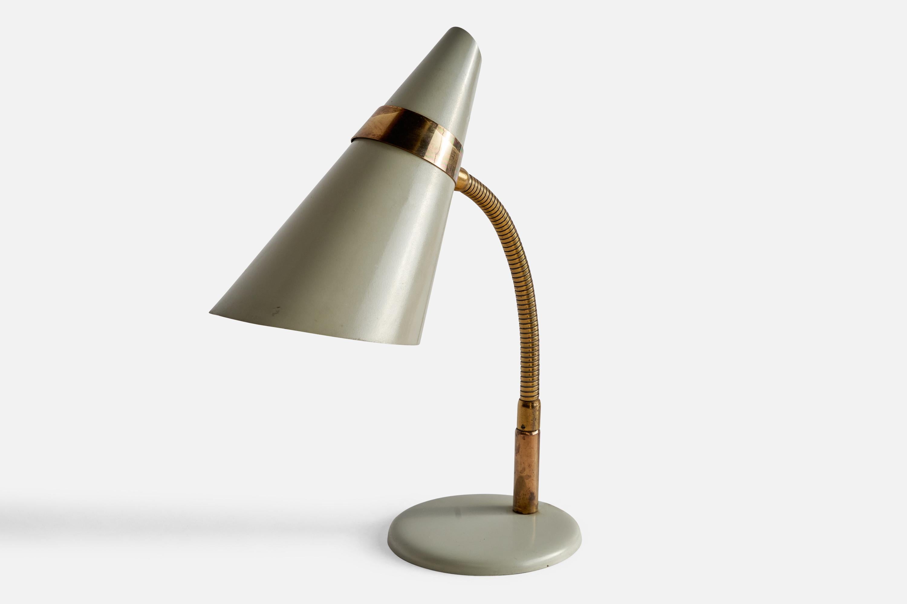 Mid-Century Modern Idman, Table Lamp, Brass, Metal, Finland, 1960s For Sale
