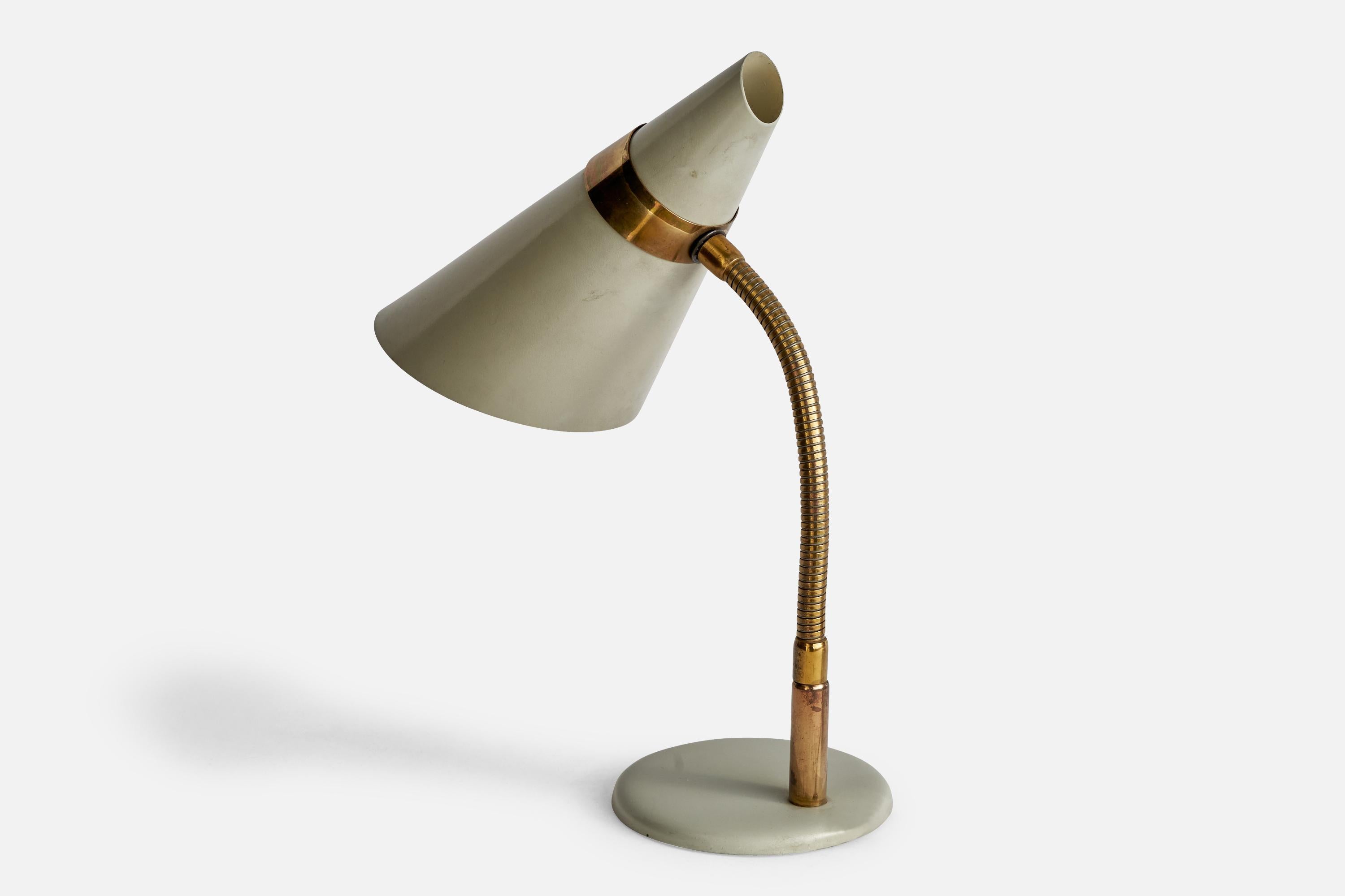 Finnish Idman, Table Lamp, Brass, Metal, Finland, 1960s For Sale