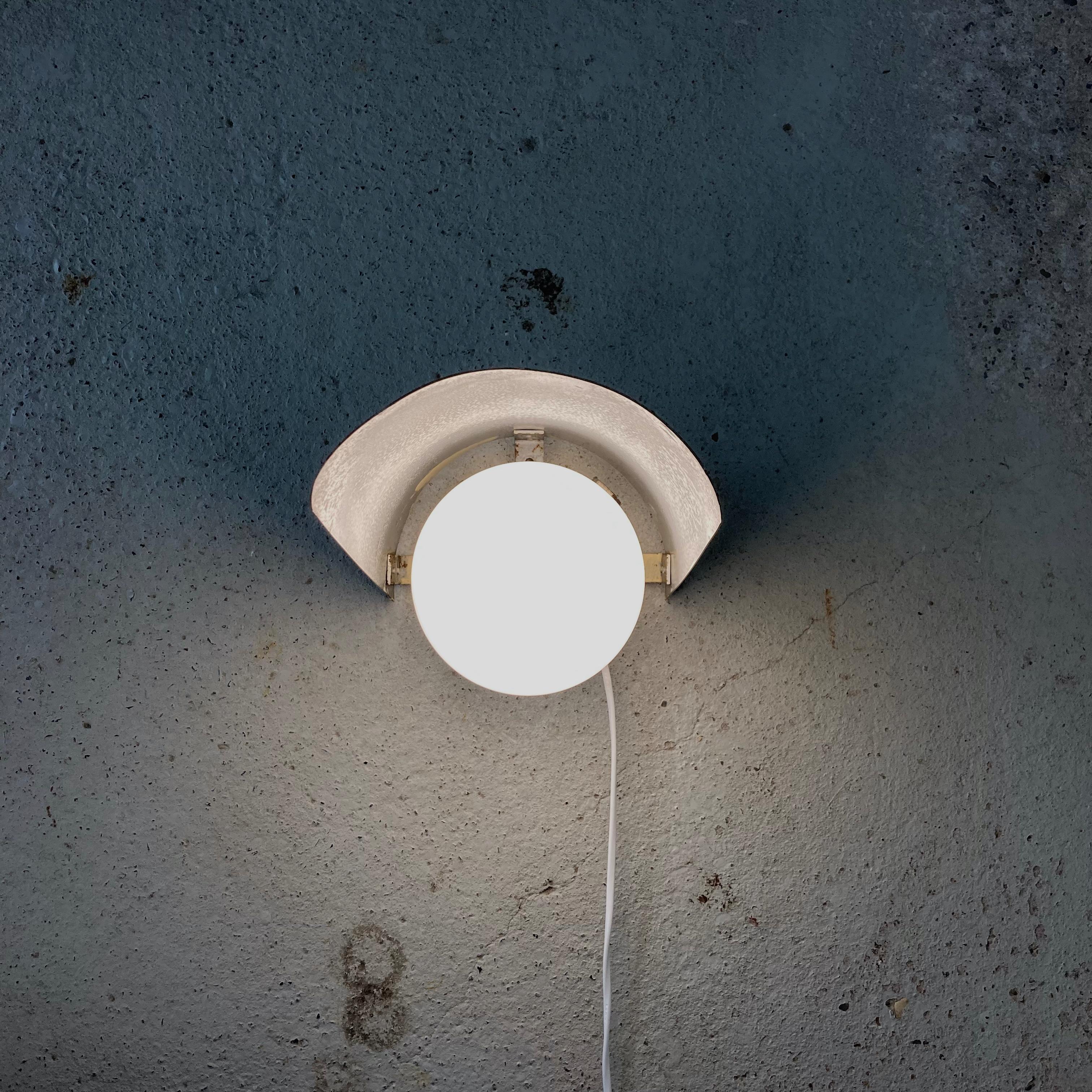 Mid-20th Century Idman Wall Light in the Style of Paavo Tynell, Opaline Glass & Aluminum 1950s