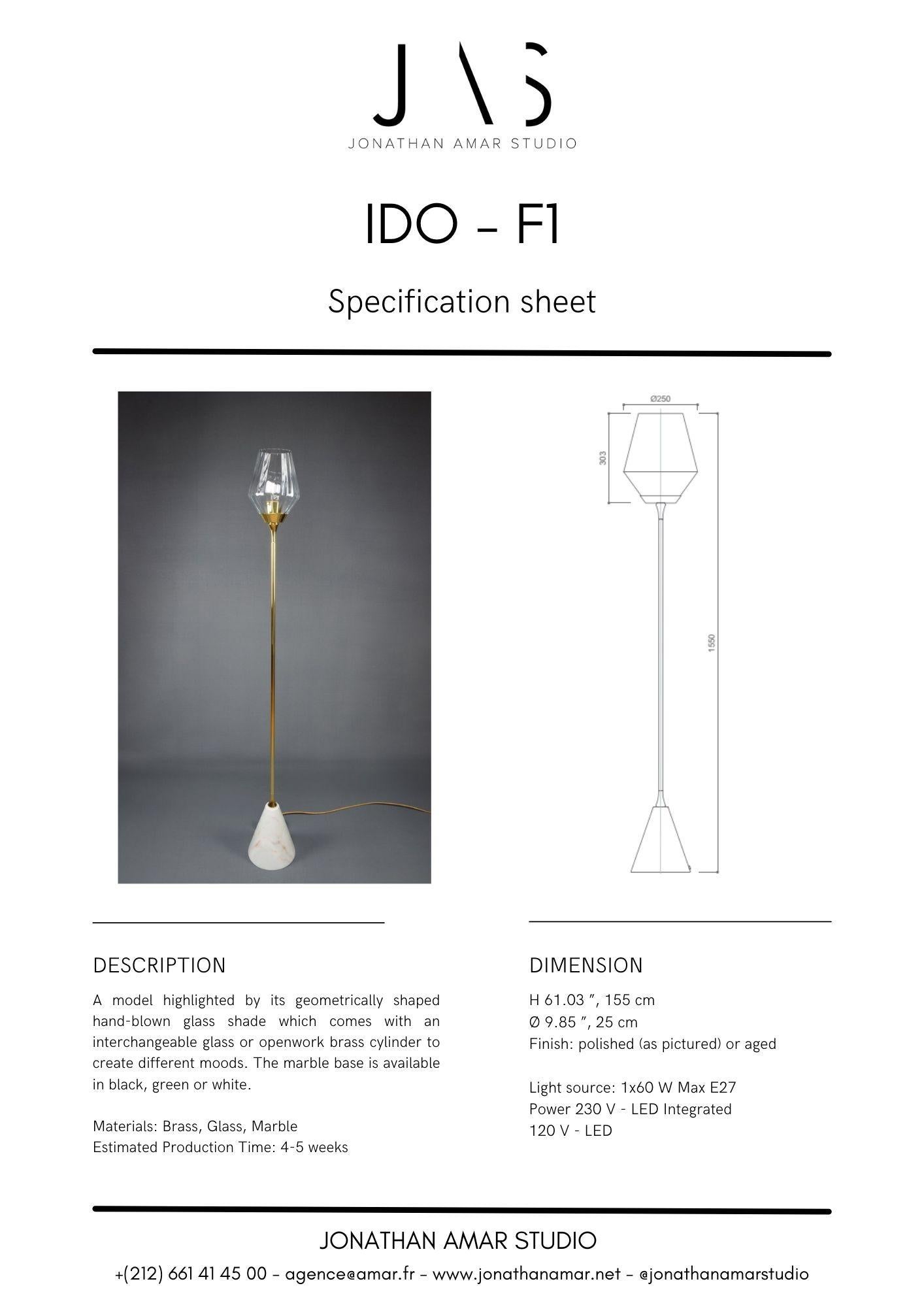 Ido-F1 Brass Marble Base Floor Lamp In New Condition For Sale In Paris, FR