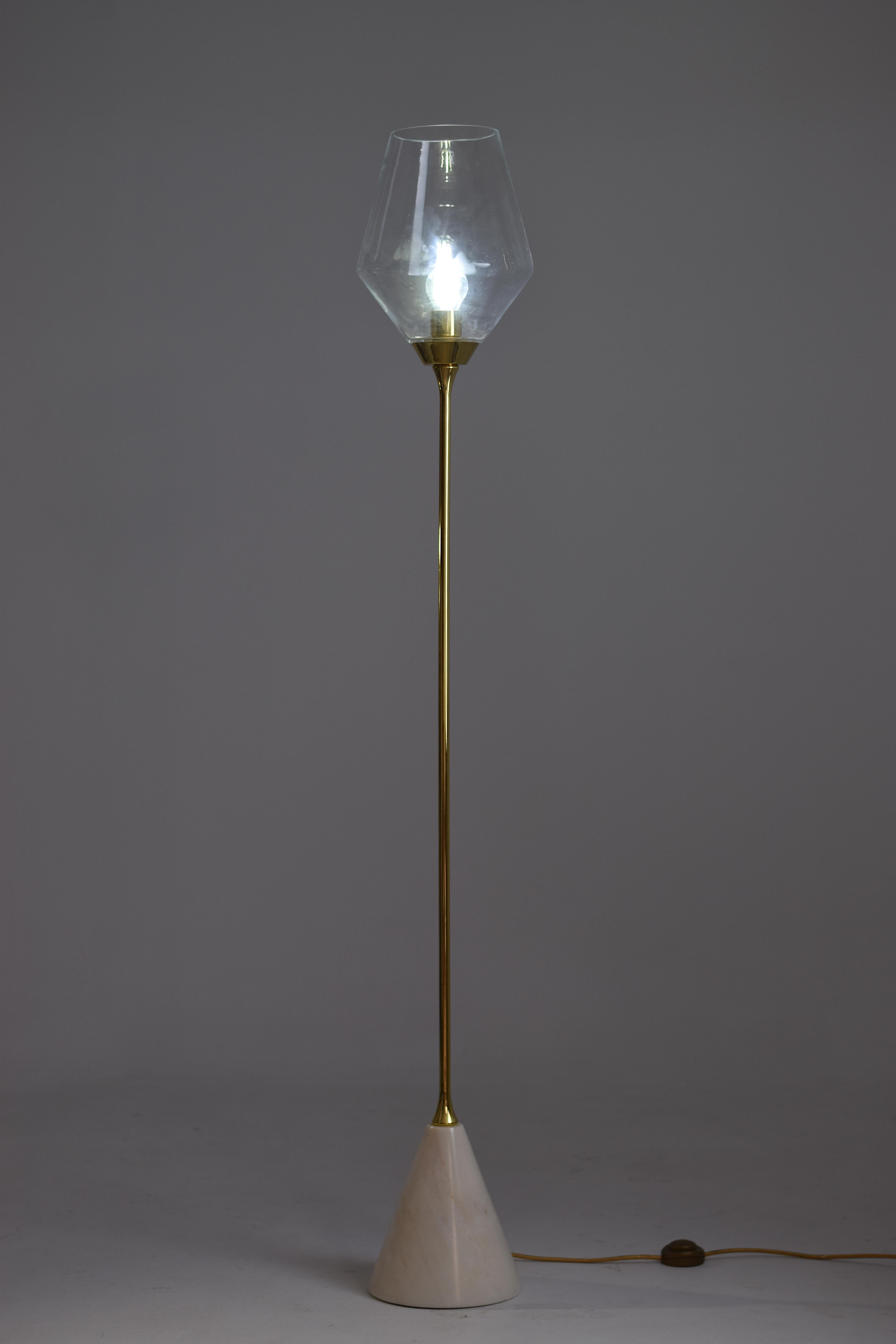 Ido-F1o Marble Base Brass and Glass Floor Lamp 1
