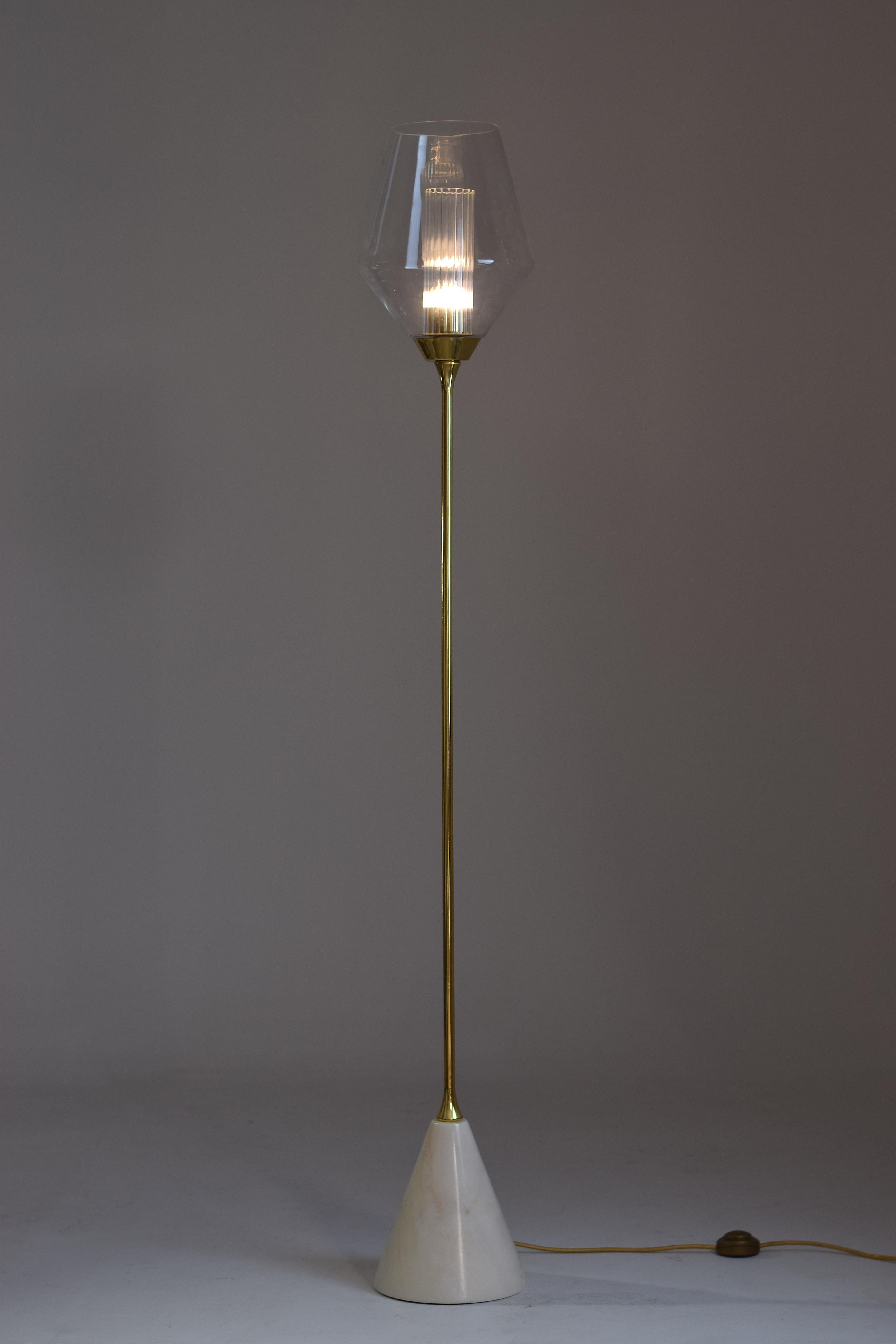 Ido-F1o Marble Base Brass and Glass Floor Lamp 2