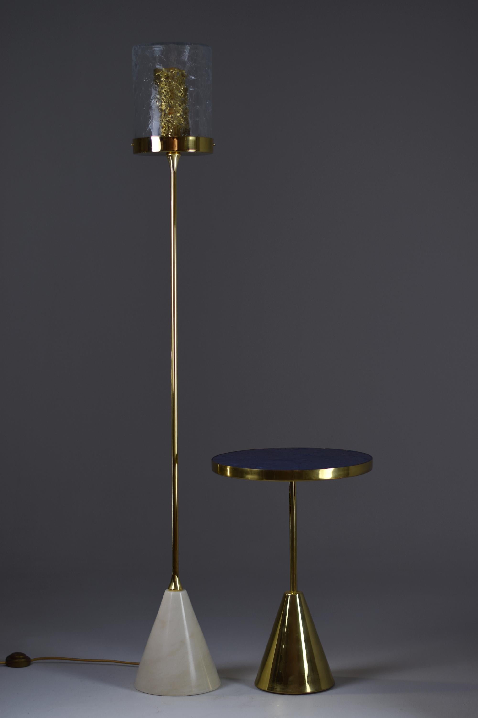 Ido-F4 Brass Floor Lamp with Marble Base and Oriental Cylinder 6