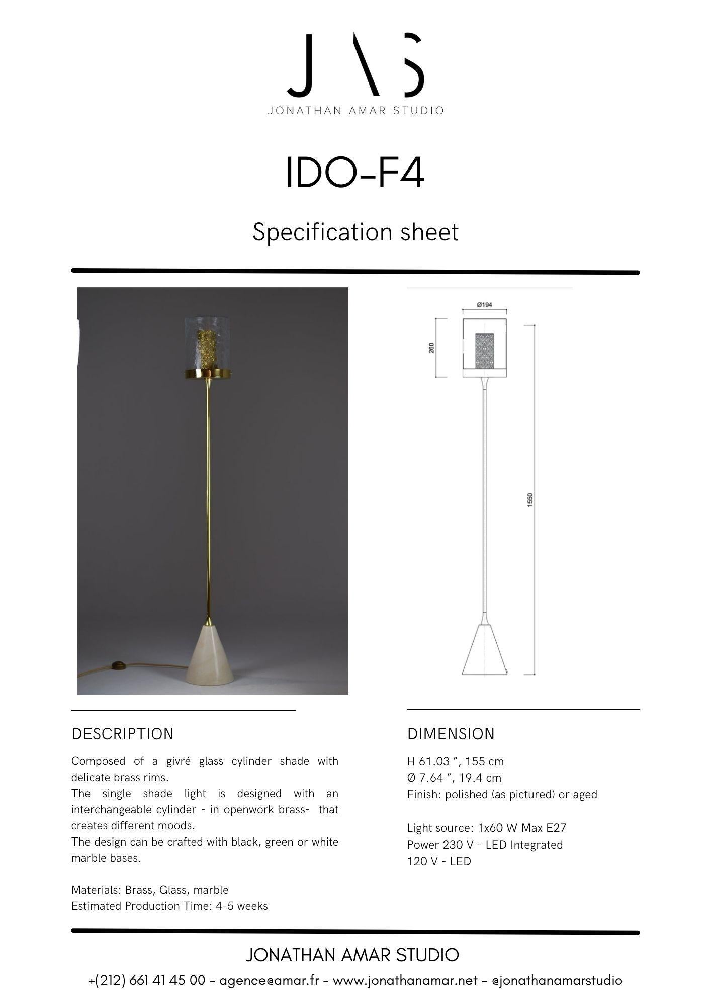 Ido-F4 Brass Floor Lamp with Marble Base and Oriental Cylinder 8