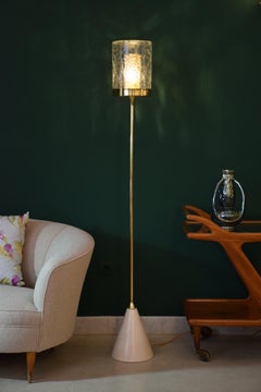 Ido-F4 Brass Floor Lamp with Marble Base and Oriental Cylinder