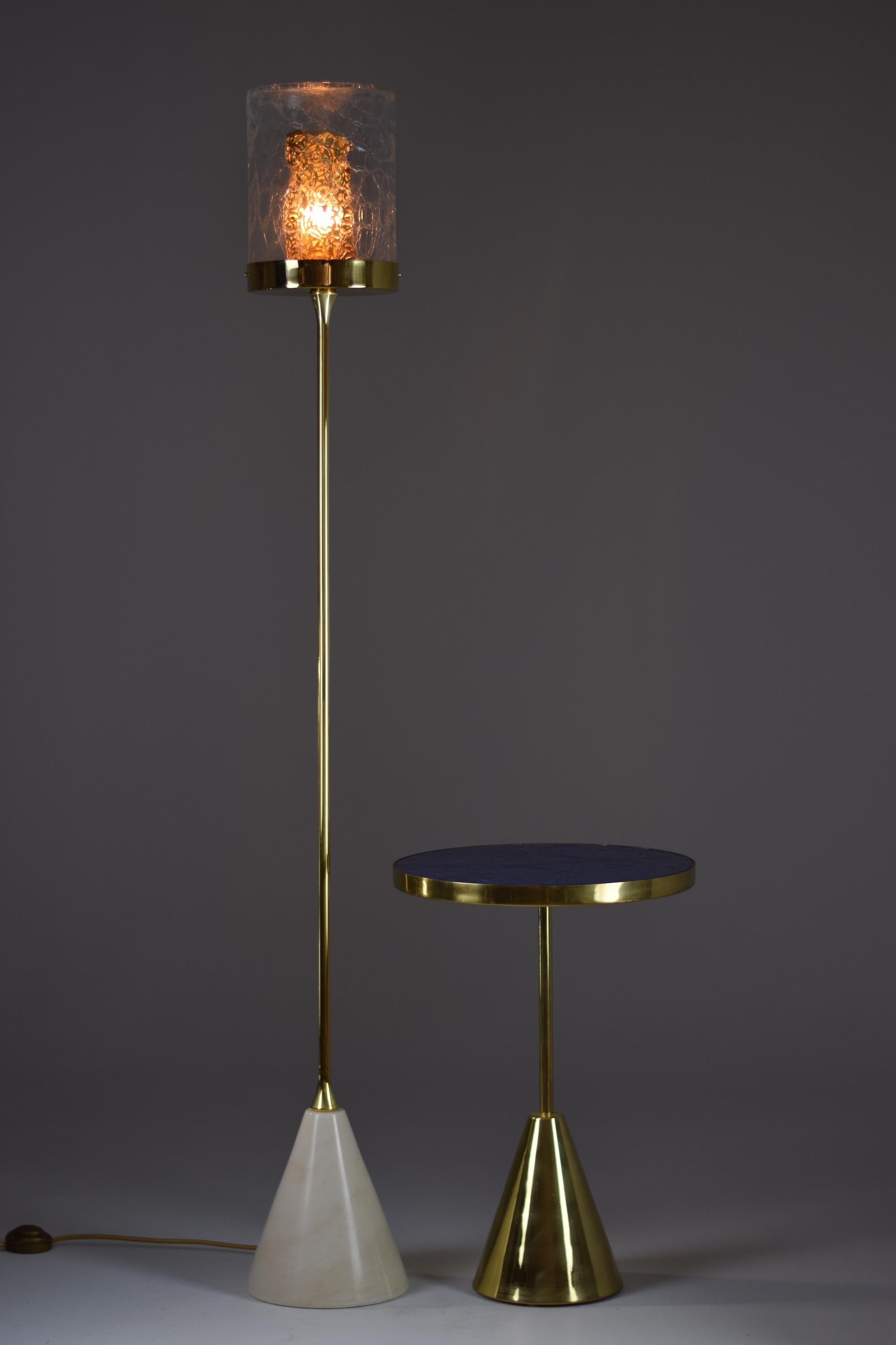 Modern Ido-F4 Brass Floor Lamp with Marble Base and Oriental Cylinder