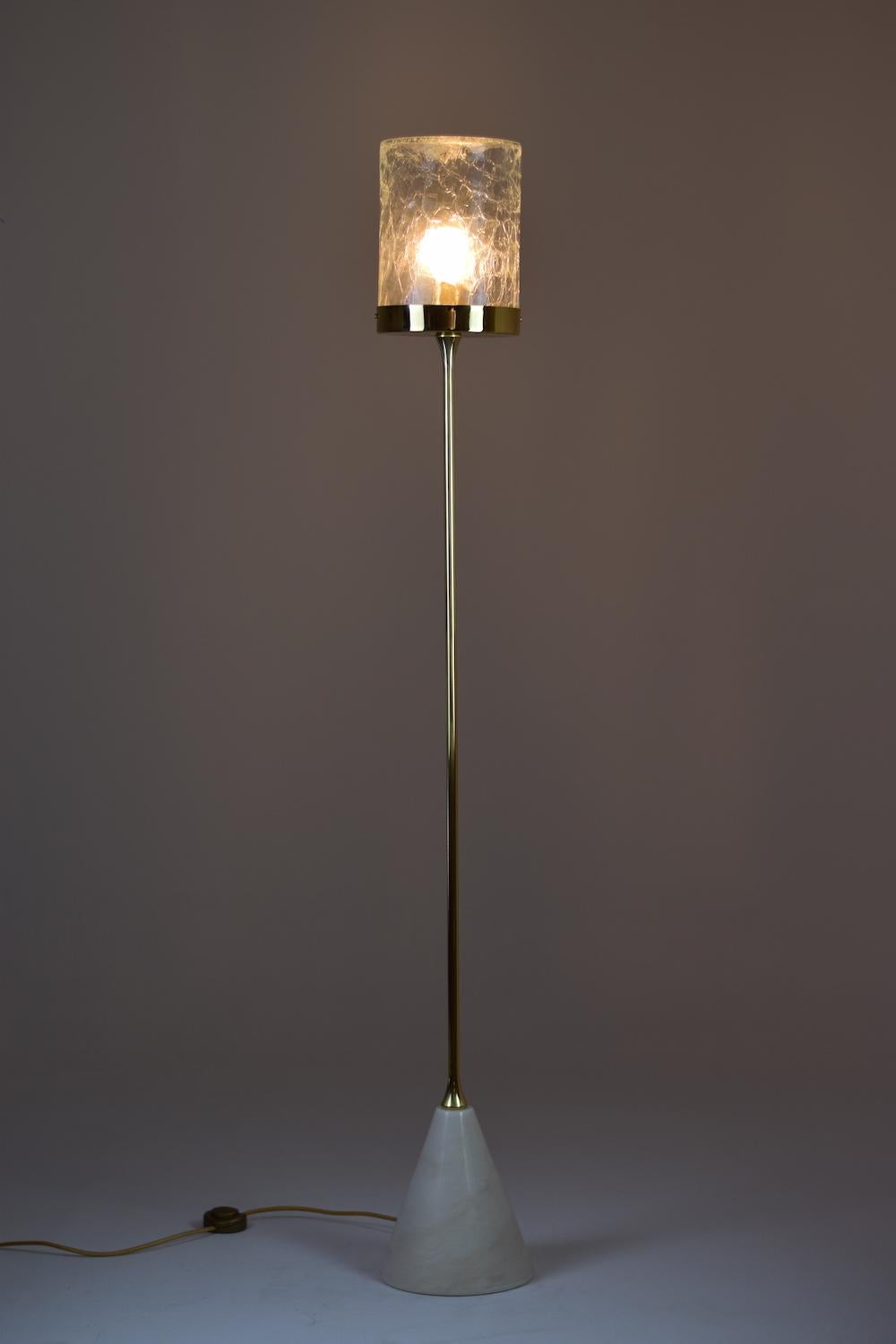 Contemporary Ido-F4 Brass Floor Lamp with Marble Base and Oriental Cylinder