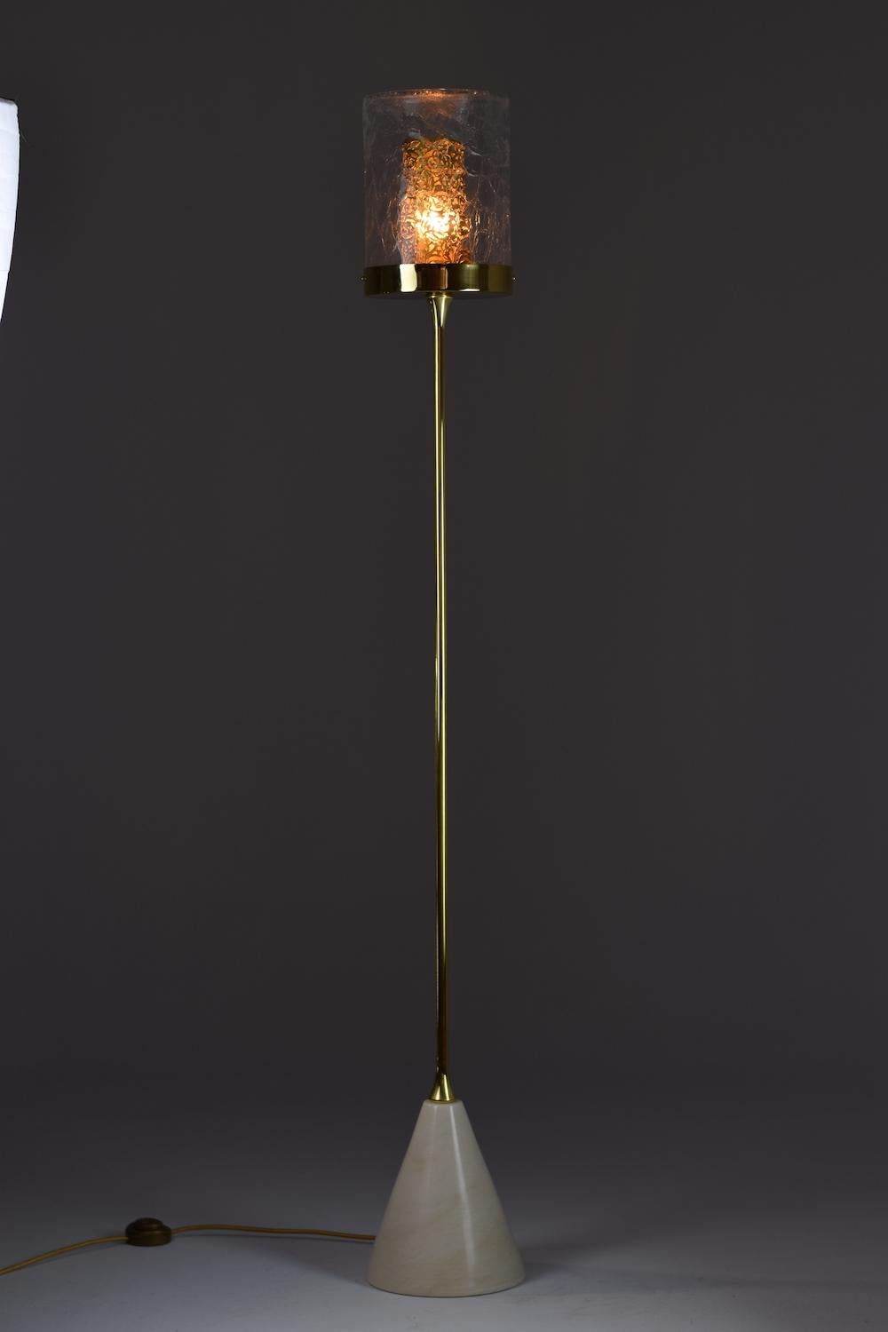 Ido-F4 Brass Floor Lamp with Marble Base and Oriental Cylinder 4