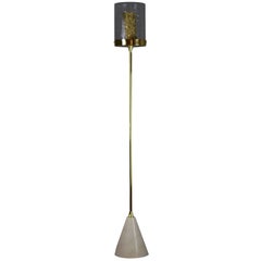 Ido-F4O Brass Floor Lamp with Marble Base and Oriental Cylinder