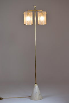 Ido-F5 Floor Lamp with Double Shade Light and Marble Base, Flow Collection