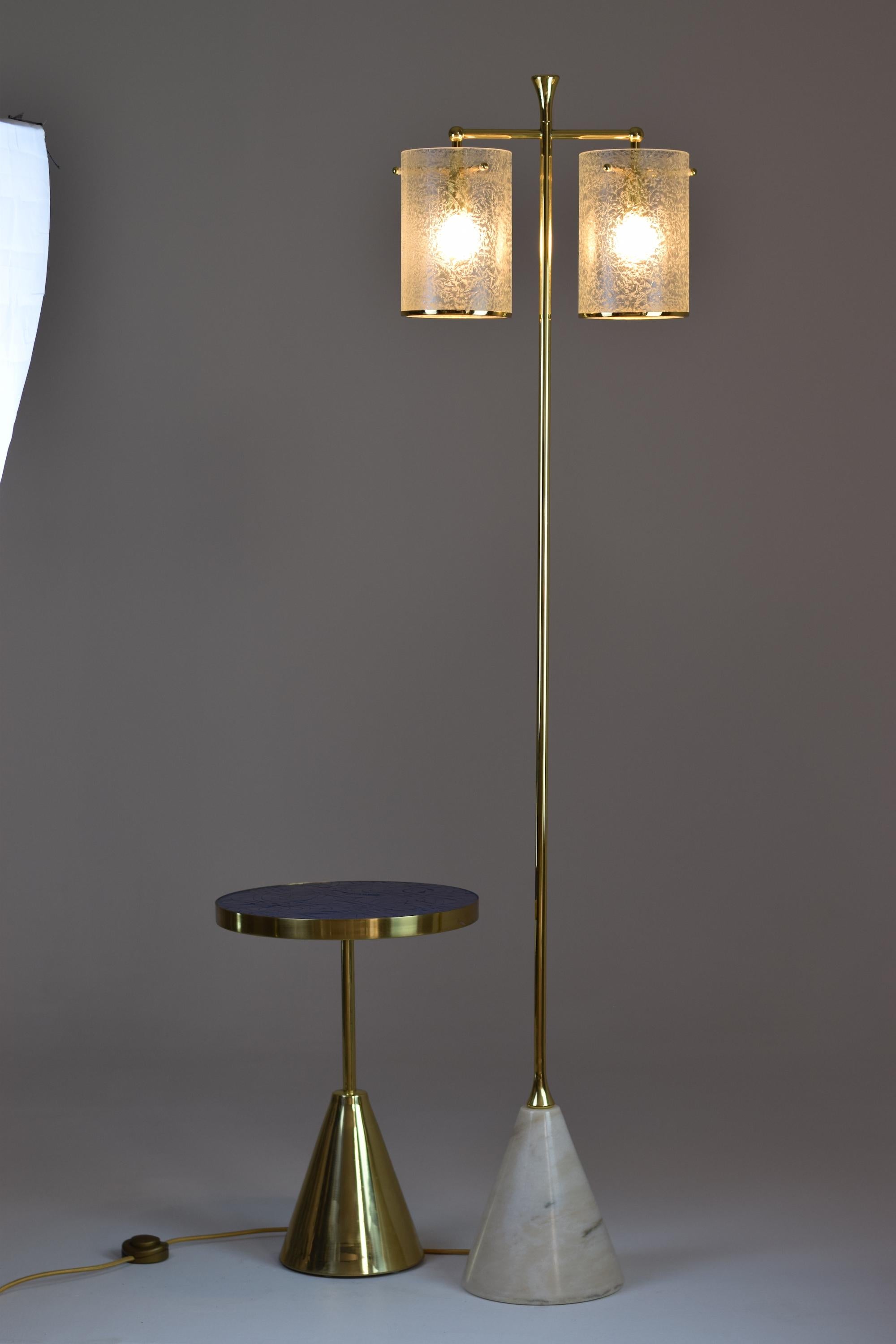 Ido-F5 Floor Lamp with Double Shade Light and Marble Base, Flow Collection In New Condition In Paris, FR