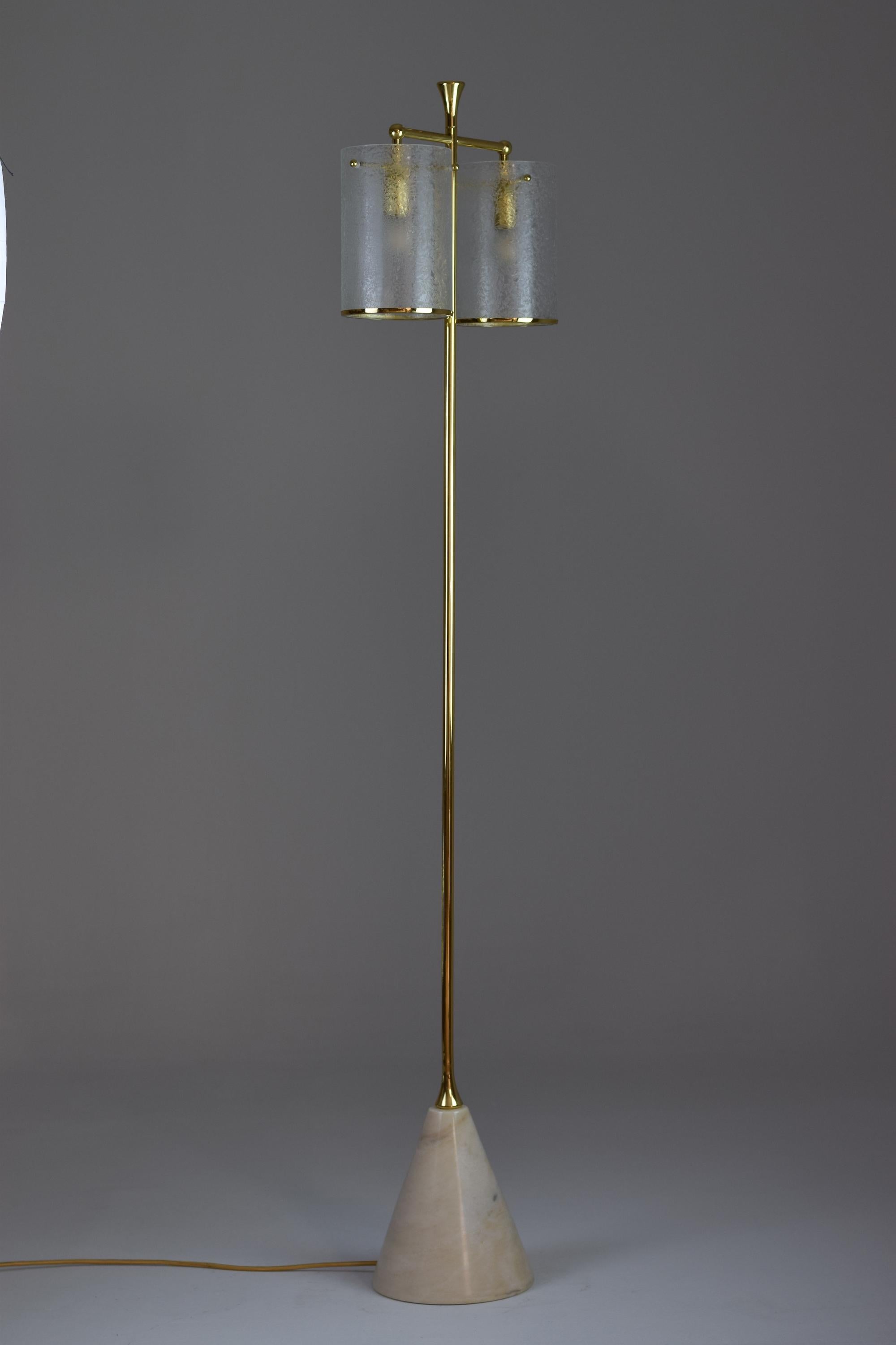 Ido-F5 Floor Lamp with Double Shade Light and Marble Base, Flow Collection 1