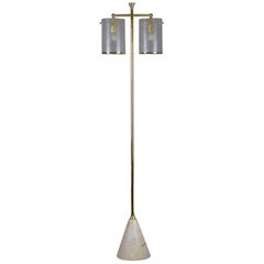 Ido-F5 Floor Lamp with Double Shade Light and Marble Base, Flow Collection
