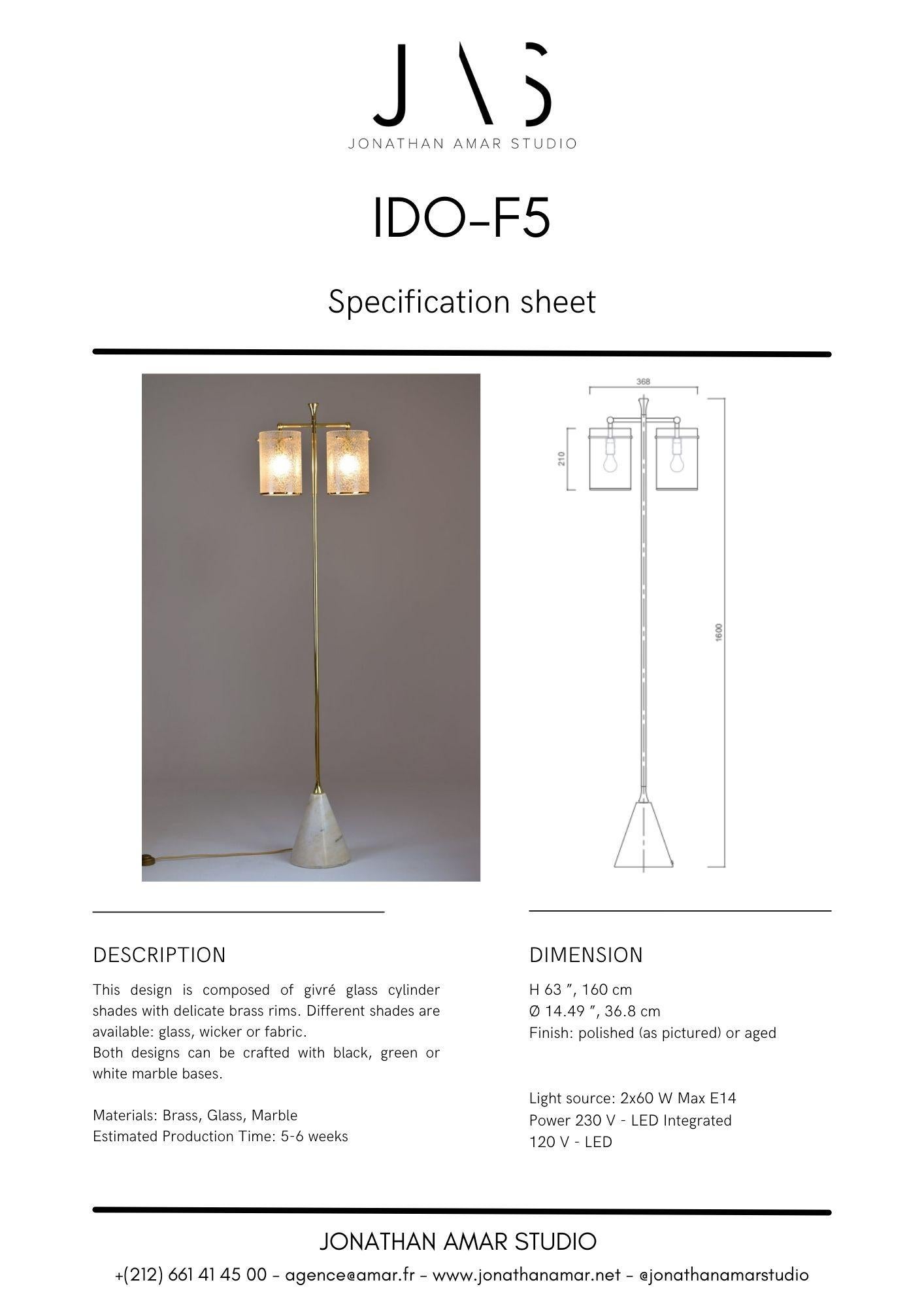 Ido-F5 Floor Lamp with Double Shade Light and Marble Base, Flow Collection 6