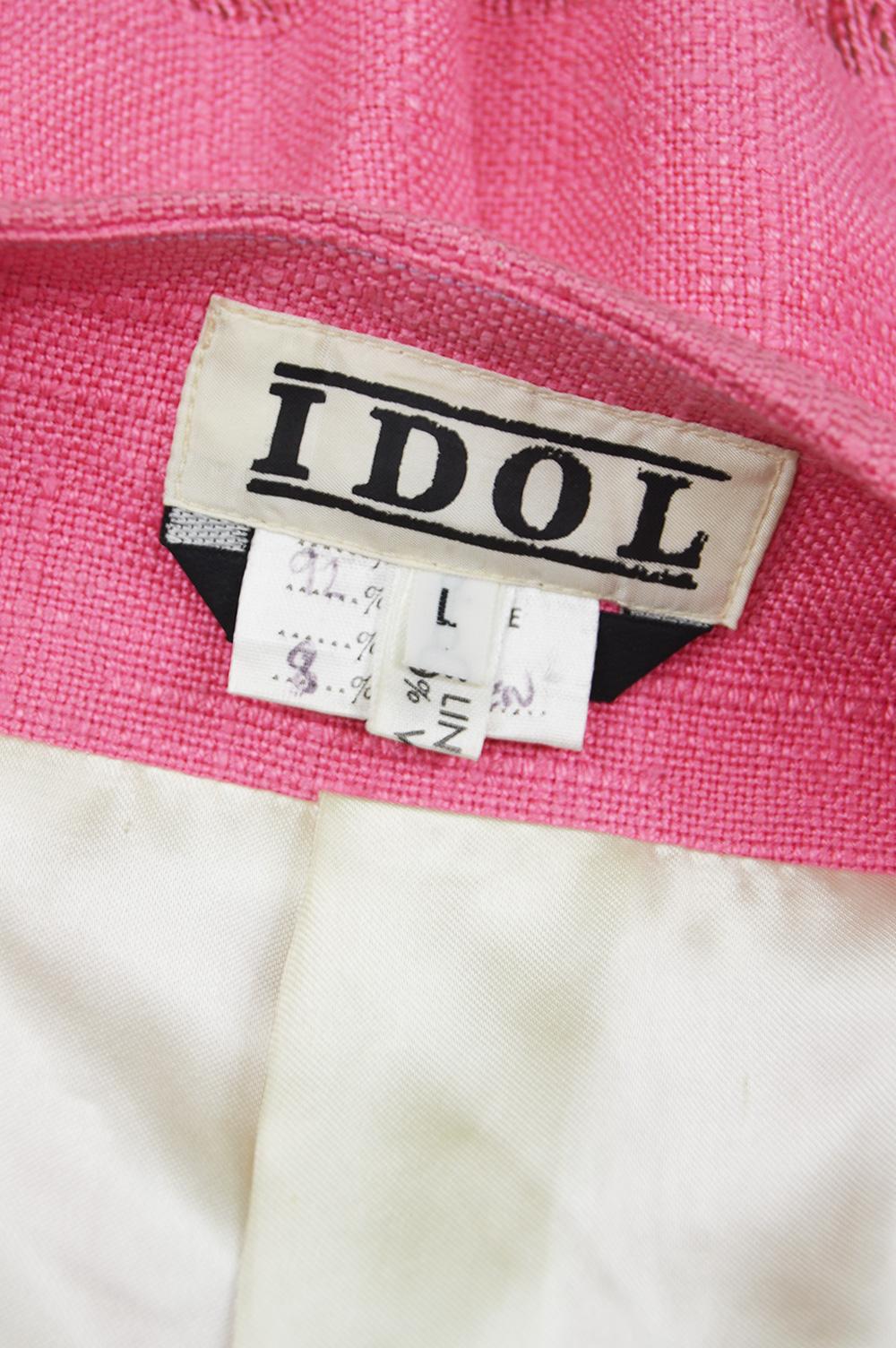 Idol Vintage Pink & Yellow Viscose and Linen Love Heart Fringed Jacket, 1990s For Sale 1