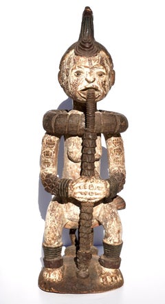 Idoma Ido Nigerian Carved Wood Figure Of A Seated Female