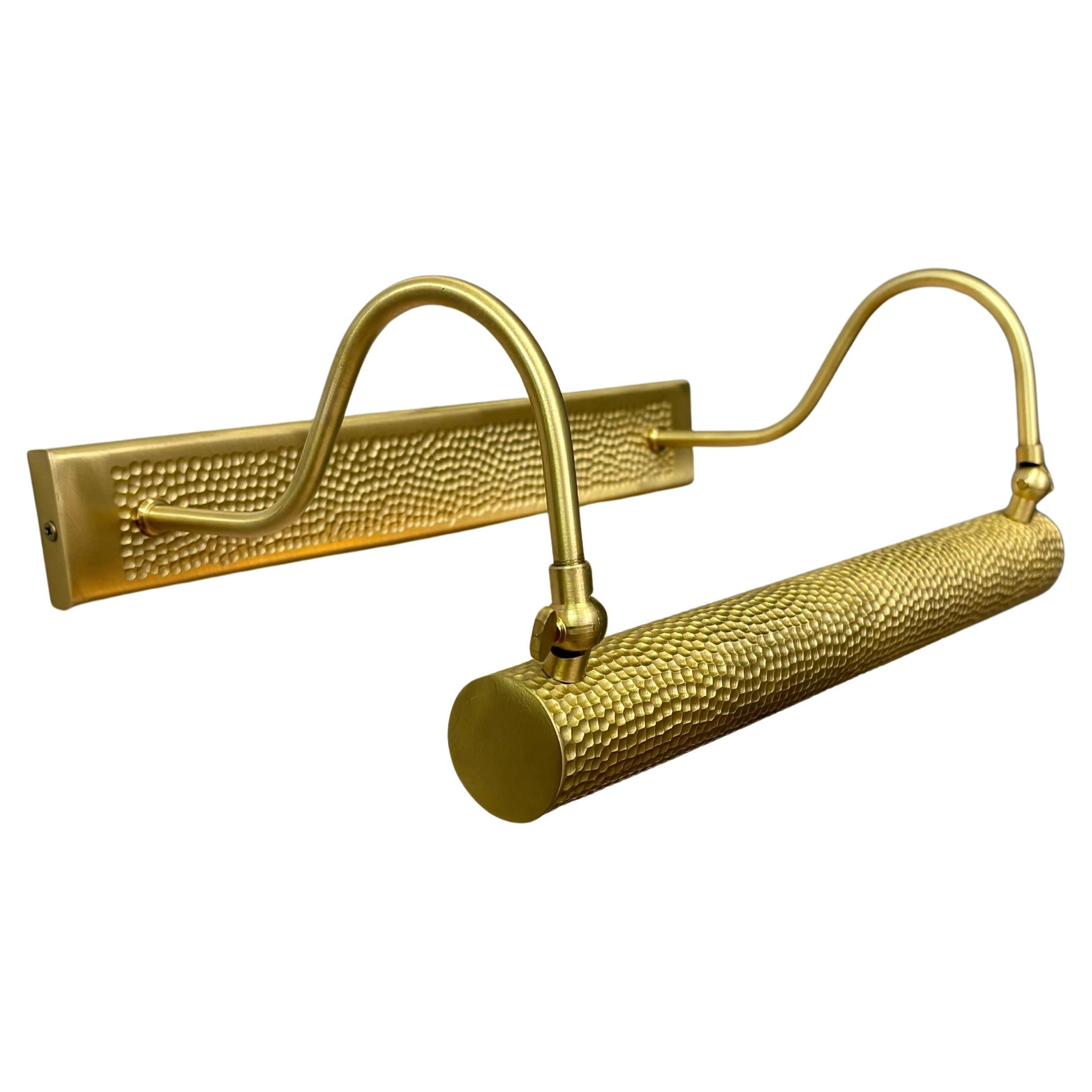 IDRI Hand Carved Brass Picture and Art Light Wall Sconce, Mid-Century Modern For Sale