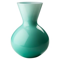 Jarrón de cristal redondo grande Idria en verde menta by Venini