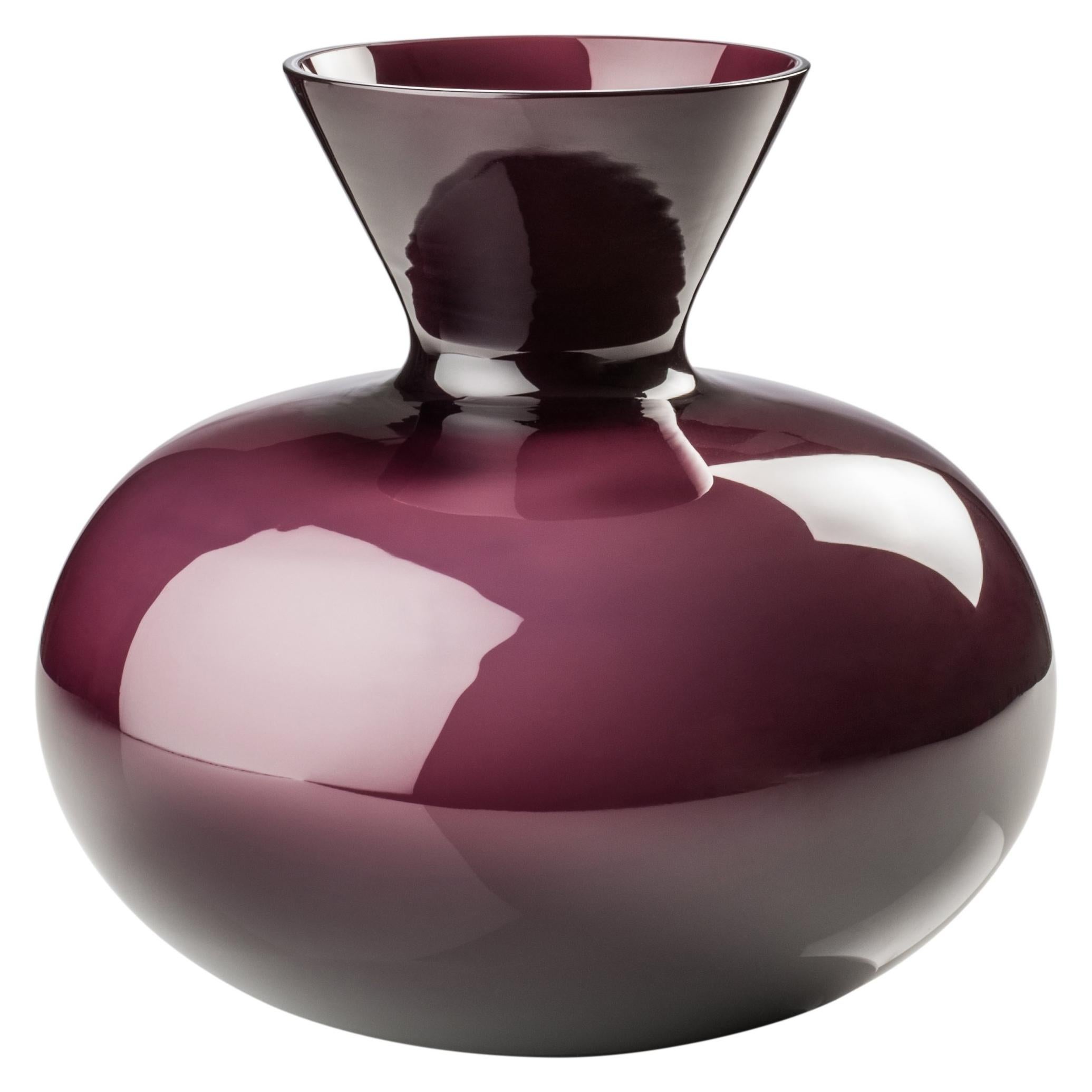 Idria Small Round Glass Vase in Violet by Venini