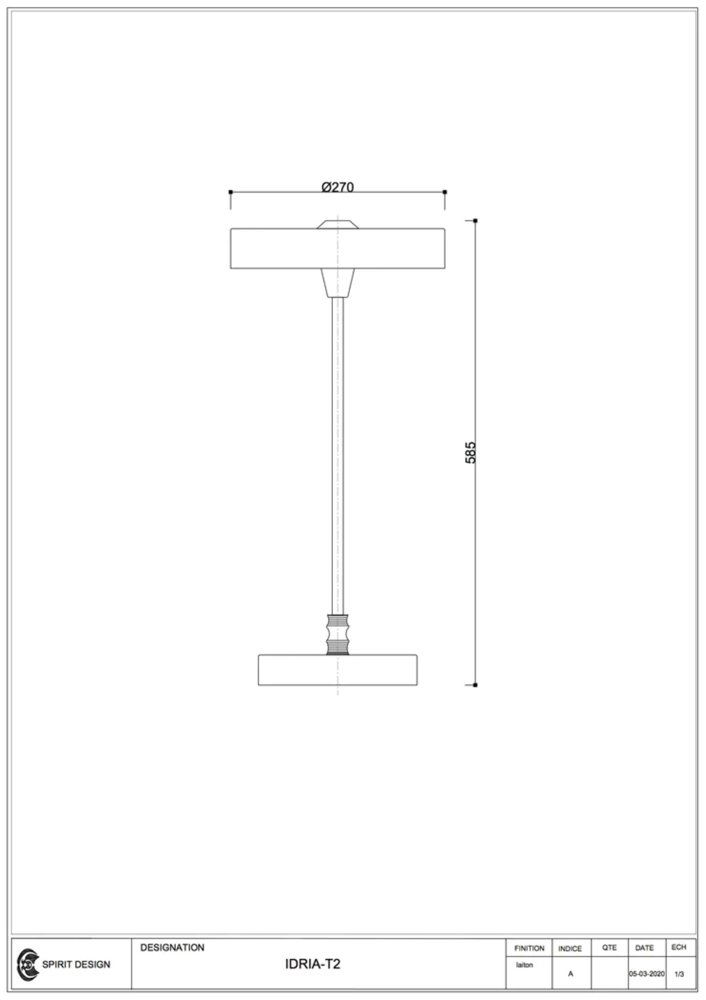 IDRIA-T2 Tischlampe aus Messing, Flow 2 Kollektion im Angebot 3