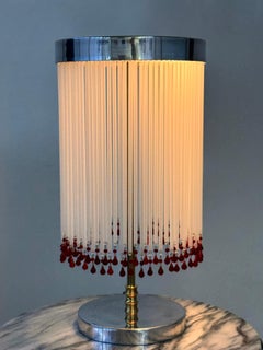 IDRIA‑T2 Table Lamp in Nickel-Plated Brass with White Glass and Red Drops
