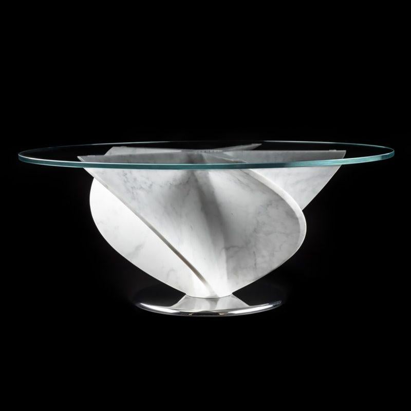 Idro Coffee Table in Marble and Glass by Damiano Spelta For Sale 1