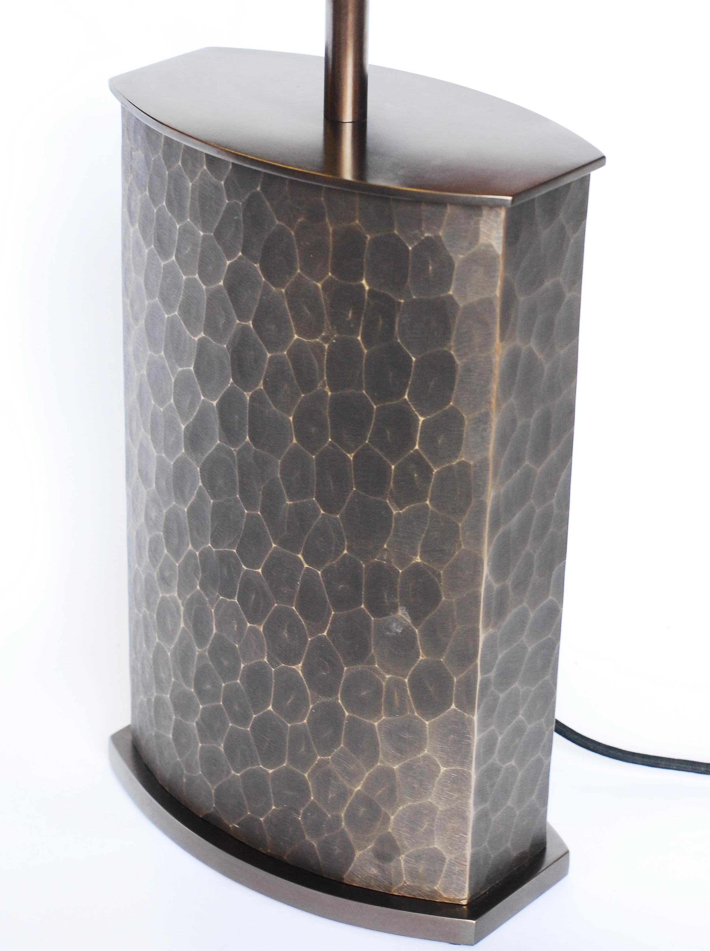 Modern Idun Bronze and Glass Table Lamp, Signed by Stefan Leo