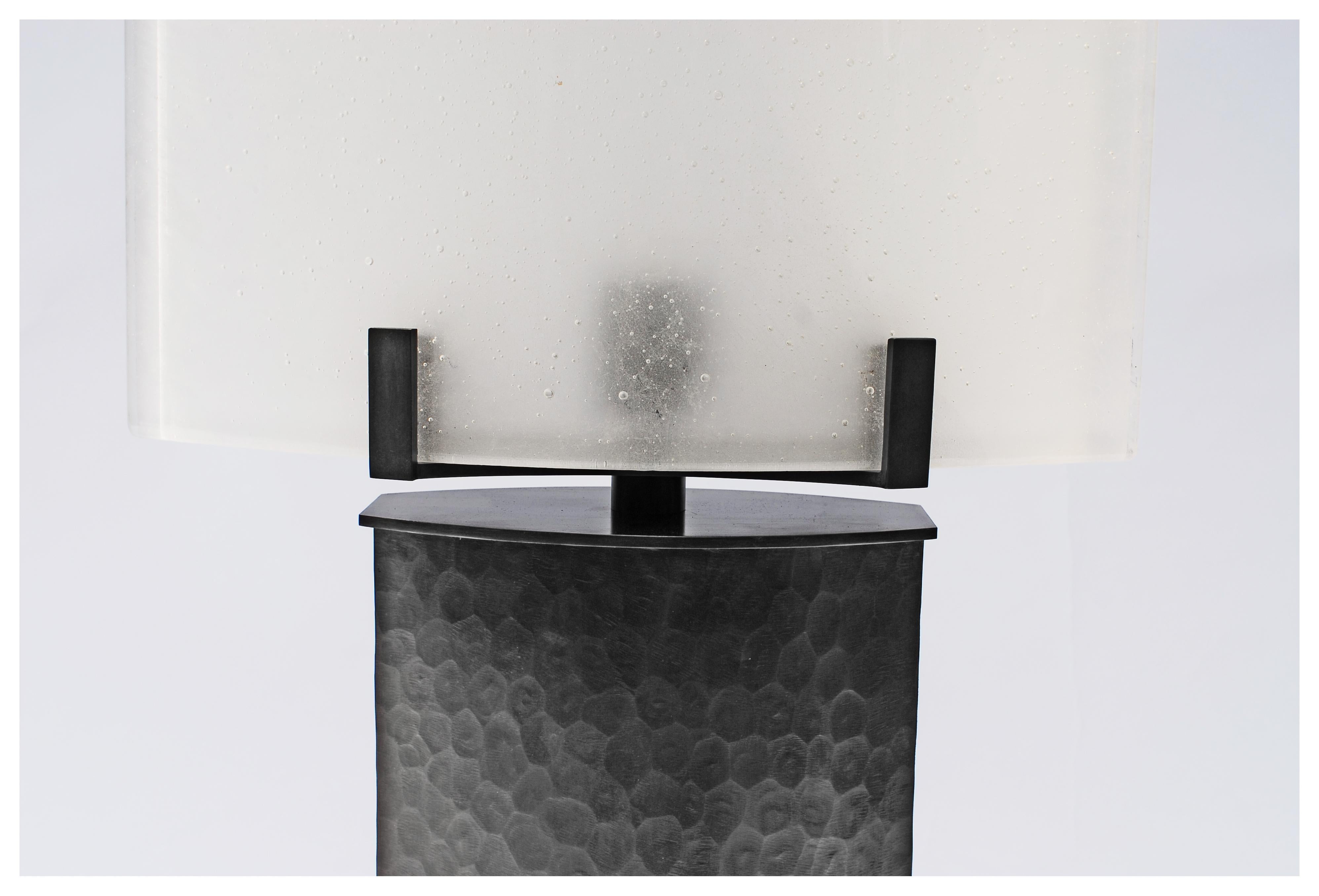 Modern Idun Bronze and Glass Table Lamp, Signed by Stefan Leo For Sale