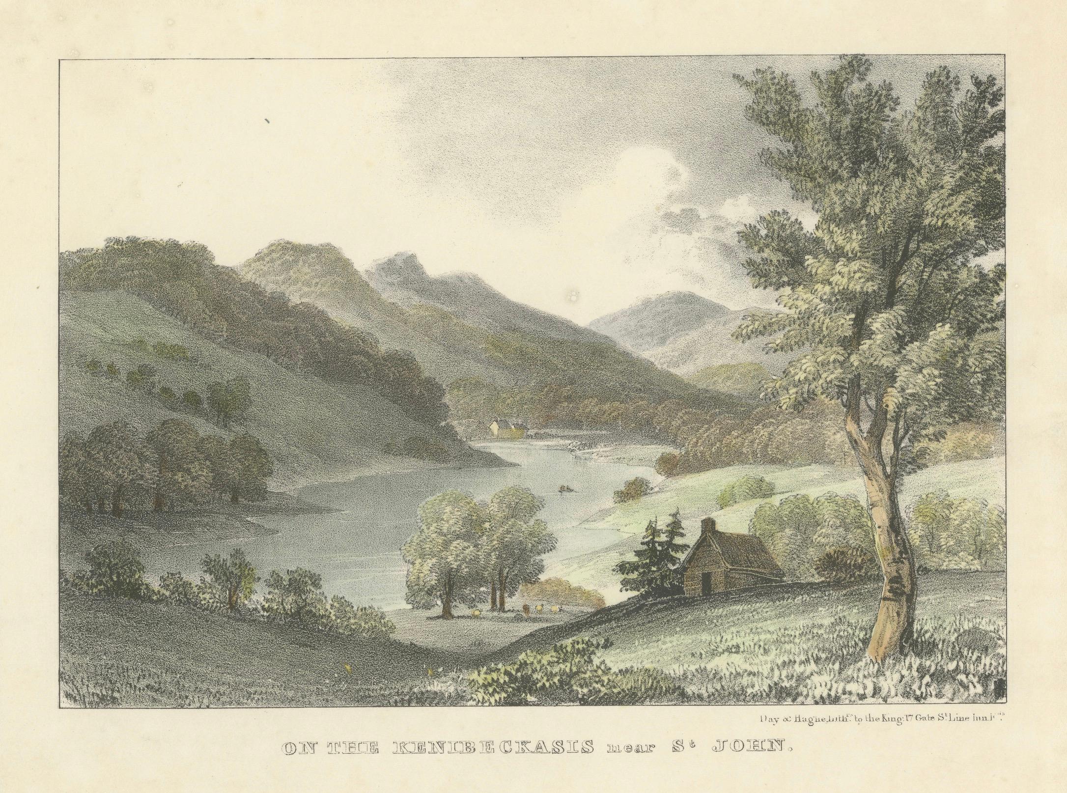 Idyllische Landschaften: Der Kennebecasis-Fluss bei St. John - Eine heitere Aussicht von 1831 im Zustand „Gut“ im Angebot in Langweer, NL