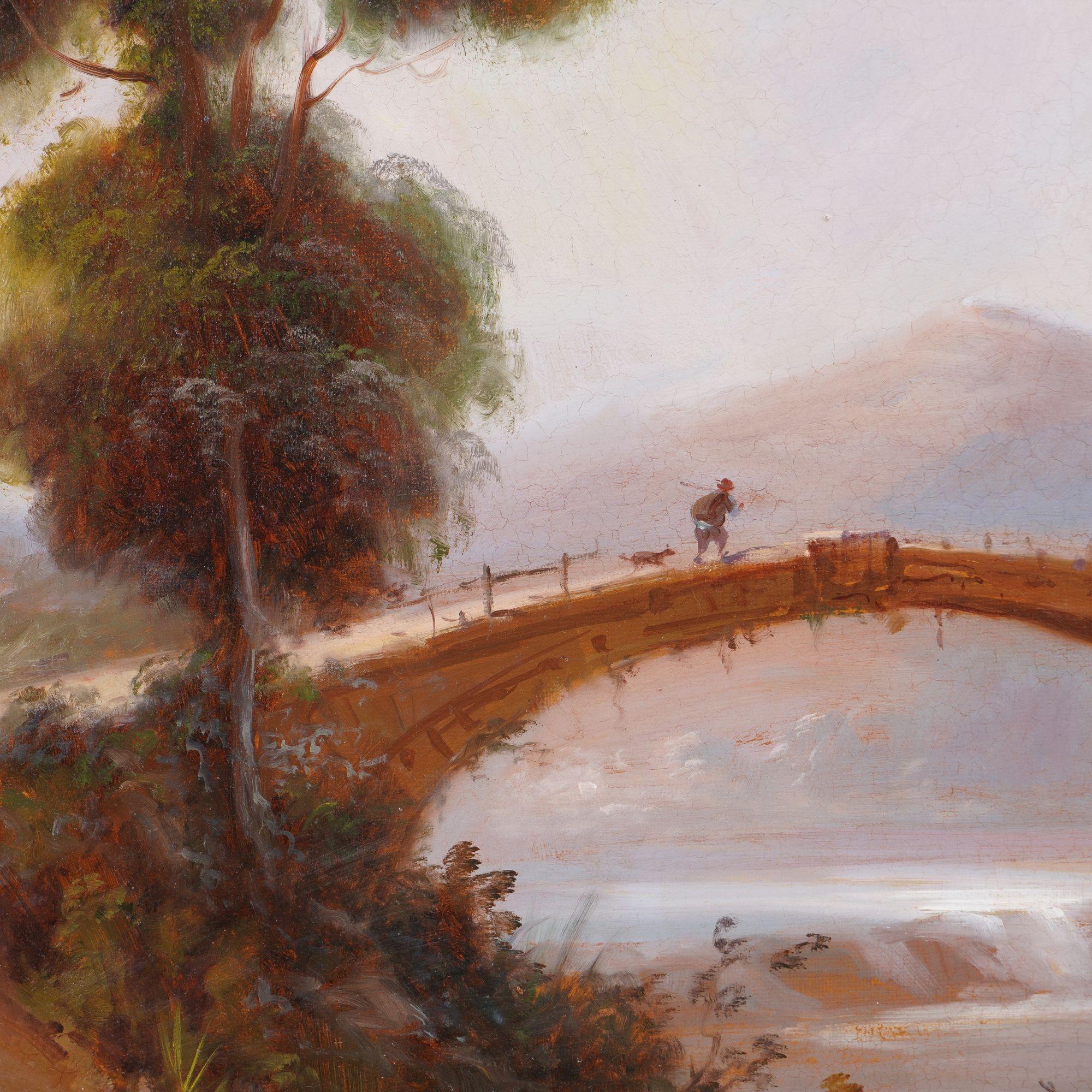 19th Century Idyllic summer landscape by A. Puig, 1800's For Sale