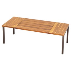 Table à manger d'extérieur "Iemanjá" en bois de teck naturel et aluminium