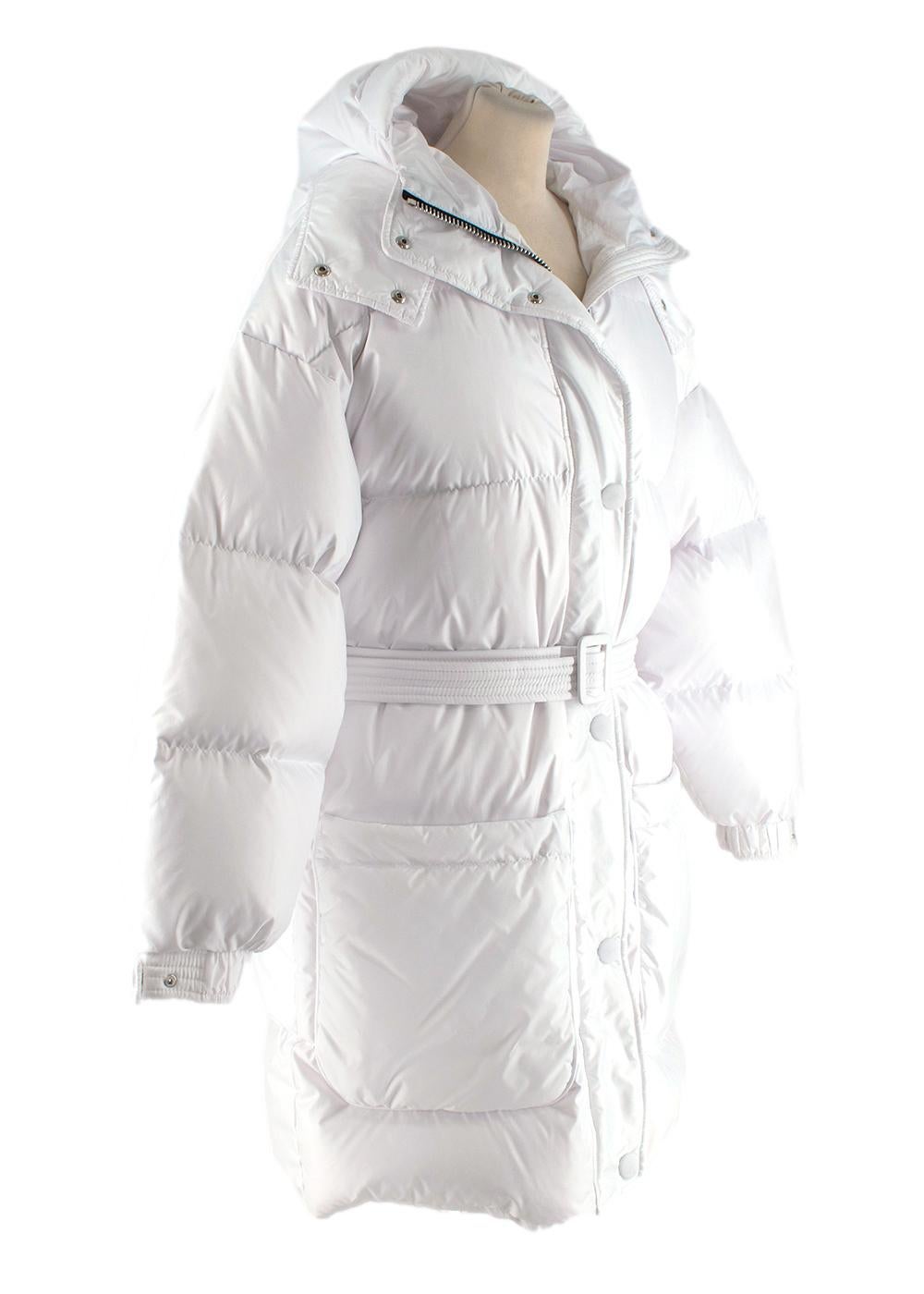 ENKI IENKI Belted Quilted Shell Down Jacket

- Brilliant white shell jacket filled with sumptuous goosedown
- Mid-length finishing on the thigh, with a tonal belt for waist definition
- Duel hood effect, with peak front detail
- Double-ended zip