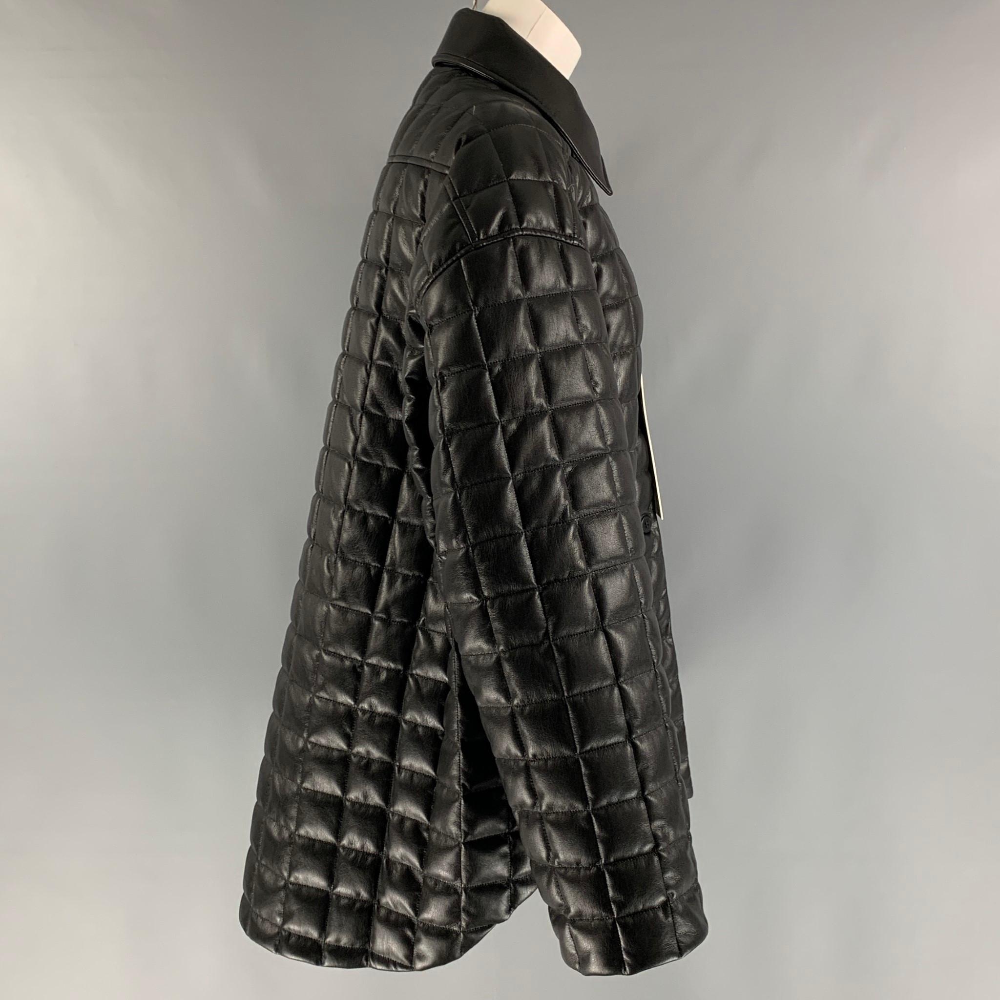 IENKI IENKI Size XS Black Polyester Blend Quilted Faux Leather Jacket In New Condition In San Francisco, CA